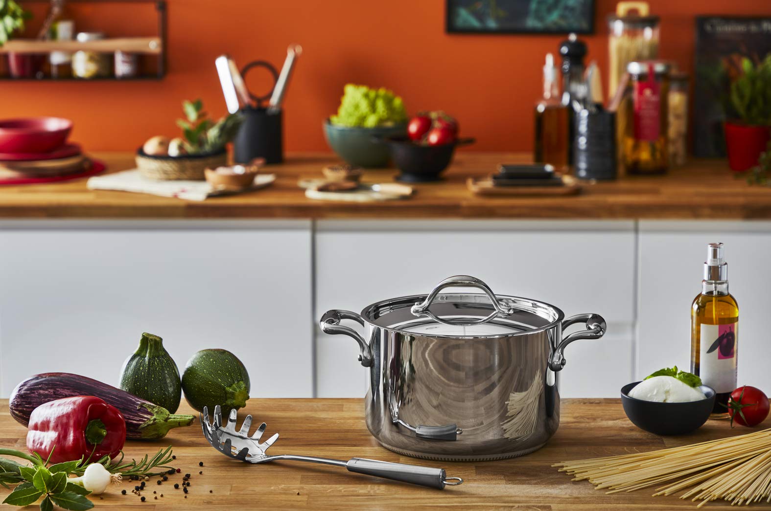 LAGOSTINA ACCADEMIA LAGOFUSION Marmite inox 24cm (6,7 L) + couvercle Tous feux dont induction Poignée rivetée robuste Italie Garantie 25 ans 011116020524
