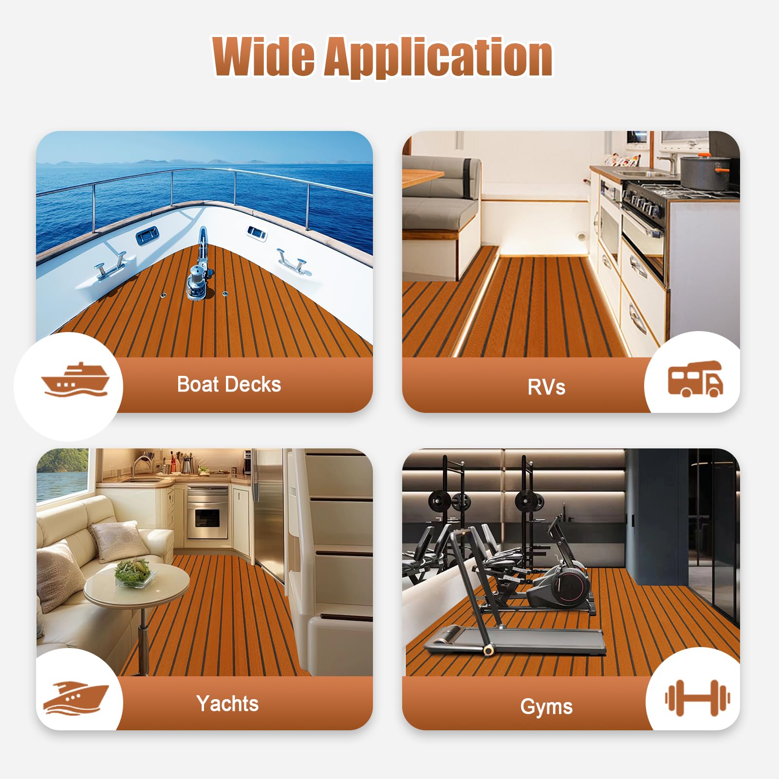 Revestimiento de suelo de barco de espuma EVA autoadhesivo, 269 x 89 cm, revestimiento para barcos con aspecto de teca de 6 mm, antideslizante, alfombrilla para cortar para yate, autocaravana