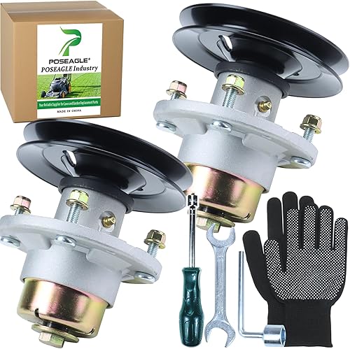 Paquete de 2 unidades de husillo AM144608 preengrasado con polea de husillo UC26511 que reemplaza al kit de husillo John Deere AM144608, M151720