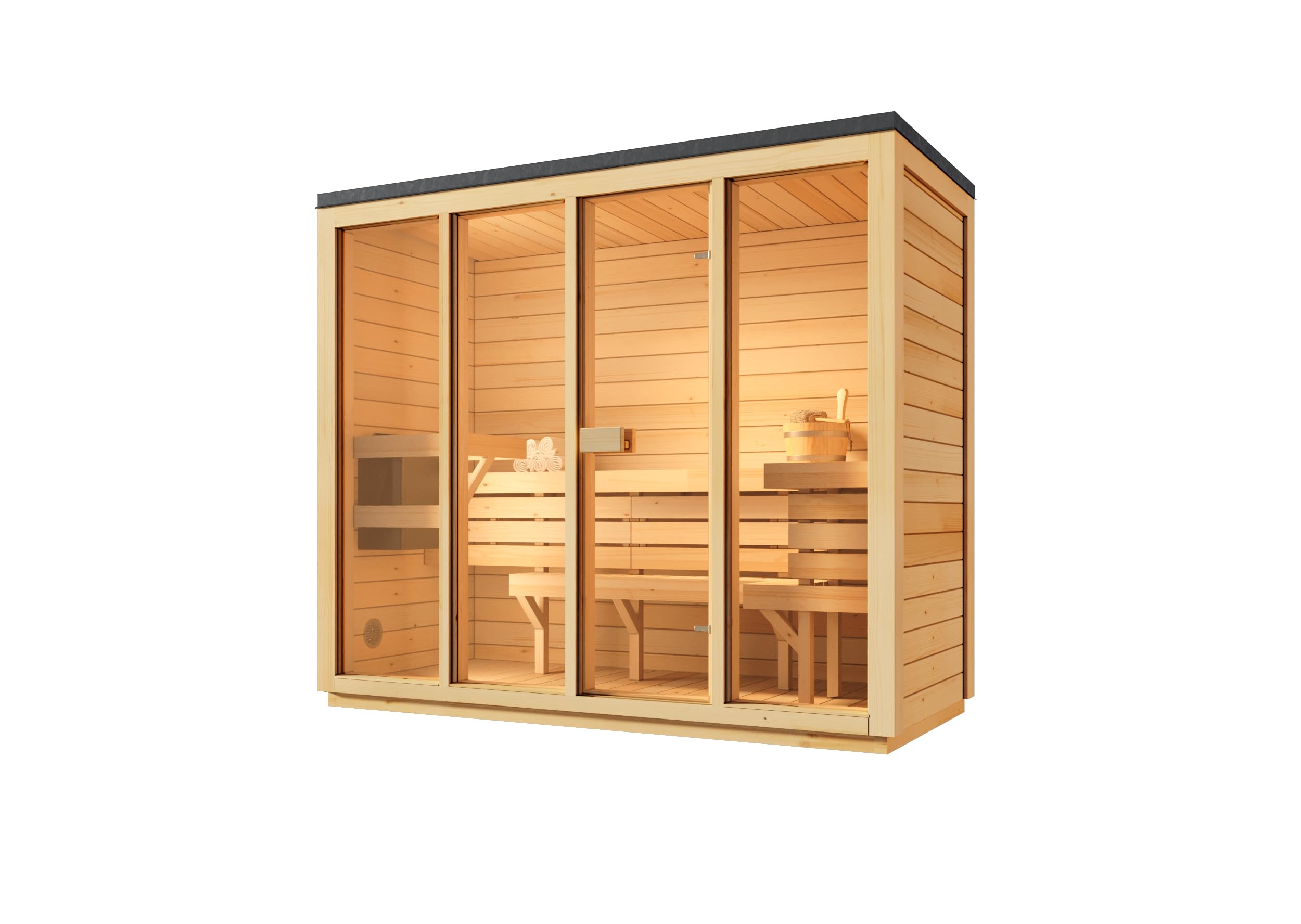 Gartensauna Kuuma L 242x111cm in Naturbelassen für bis zu 4 Pers.