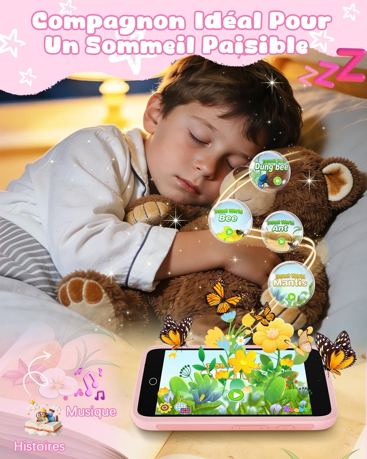 orantronx Jouet Téléphone Enfant Portable, 3.97" Smartphone Enfant 3 4 5 6 7 8 9 10 11 12 Ans avec 200+ Jeux Éducatifs, Double Caméra, Contrôle Parental, Jouet Garçon Fille pour Anniversaire, Noël