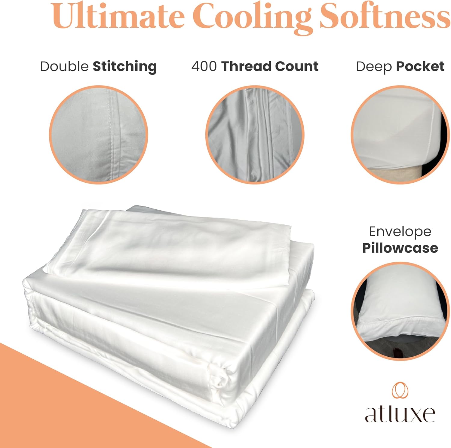 Premium Viscose from Bamboo Sheet Set- Ultra Soft, Temperature Regulating, Ivory, Queen Size