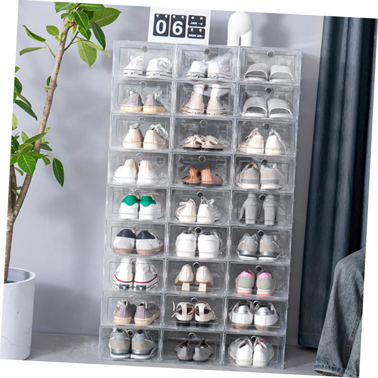 Alipis 6pcs Transparent Footwear Storage Box Drawer Style Shoe Organizer for Dust Moisture for Sneakers High Heels and Boots