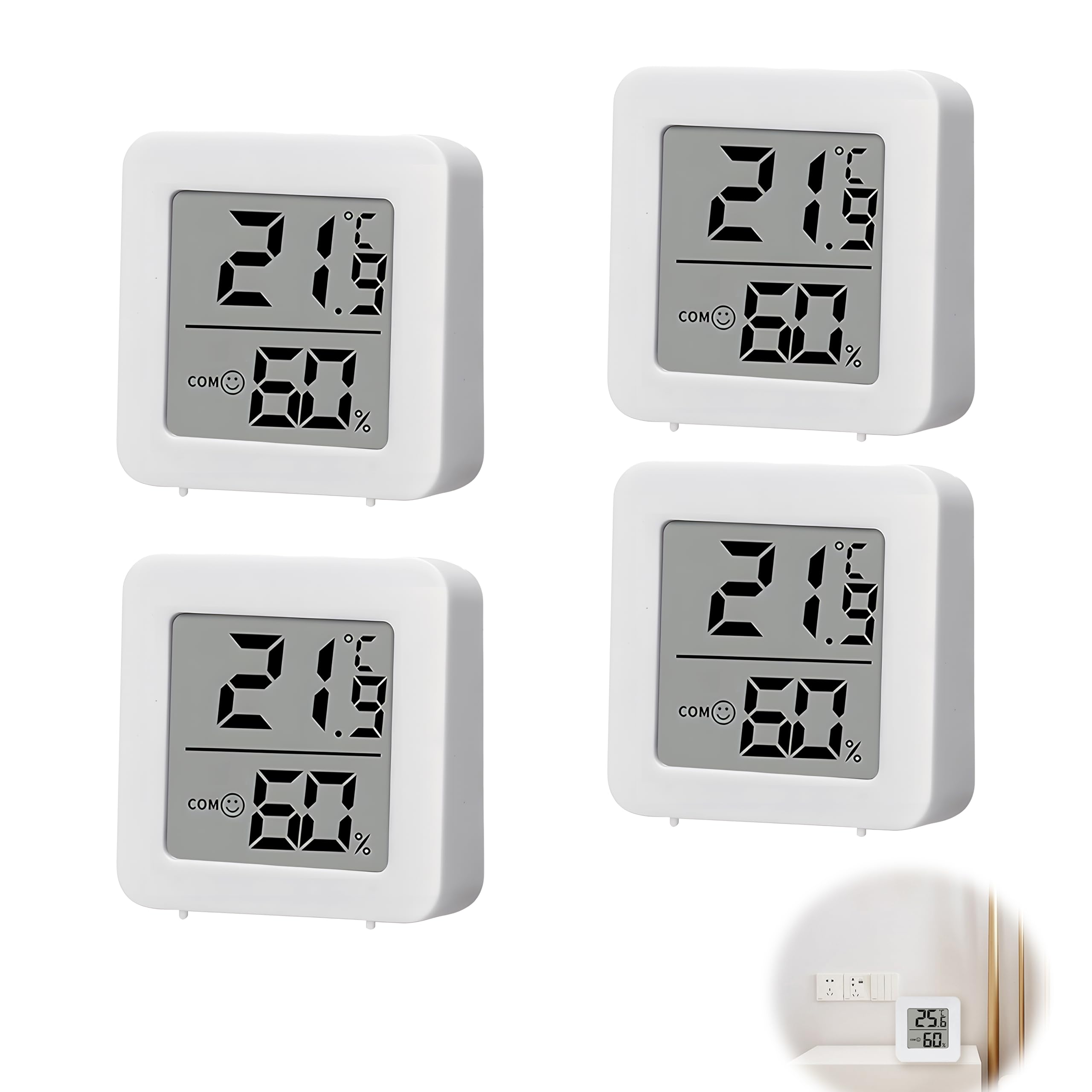 4PCS Room Thermometer, Digital Room Hygrometer Indoor Humidity Meter Accurate Accurate Temperature Humidity with LCD Display Celsius for House Greenhouse Baby Office Cellar Home Garden