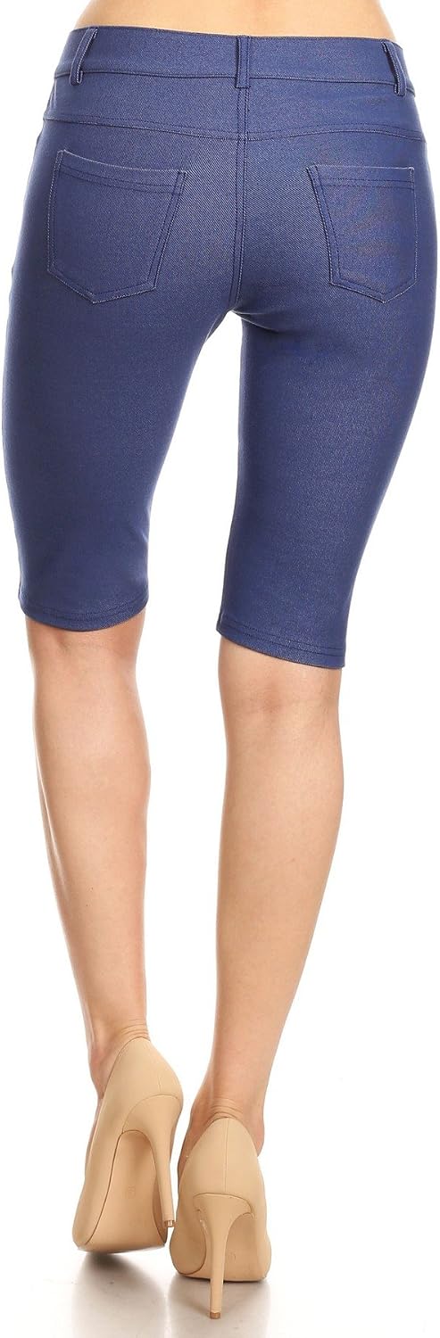 YELETE Women's Ultra Soft Classic Bermuda Shorts Capris Full Lenth Jeggings