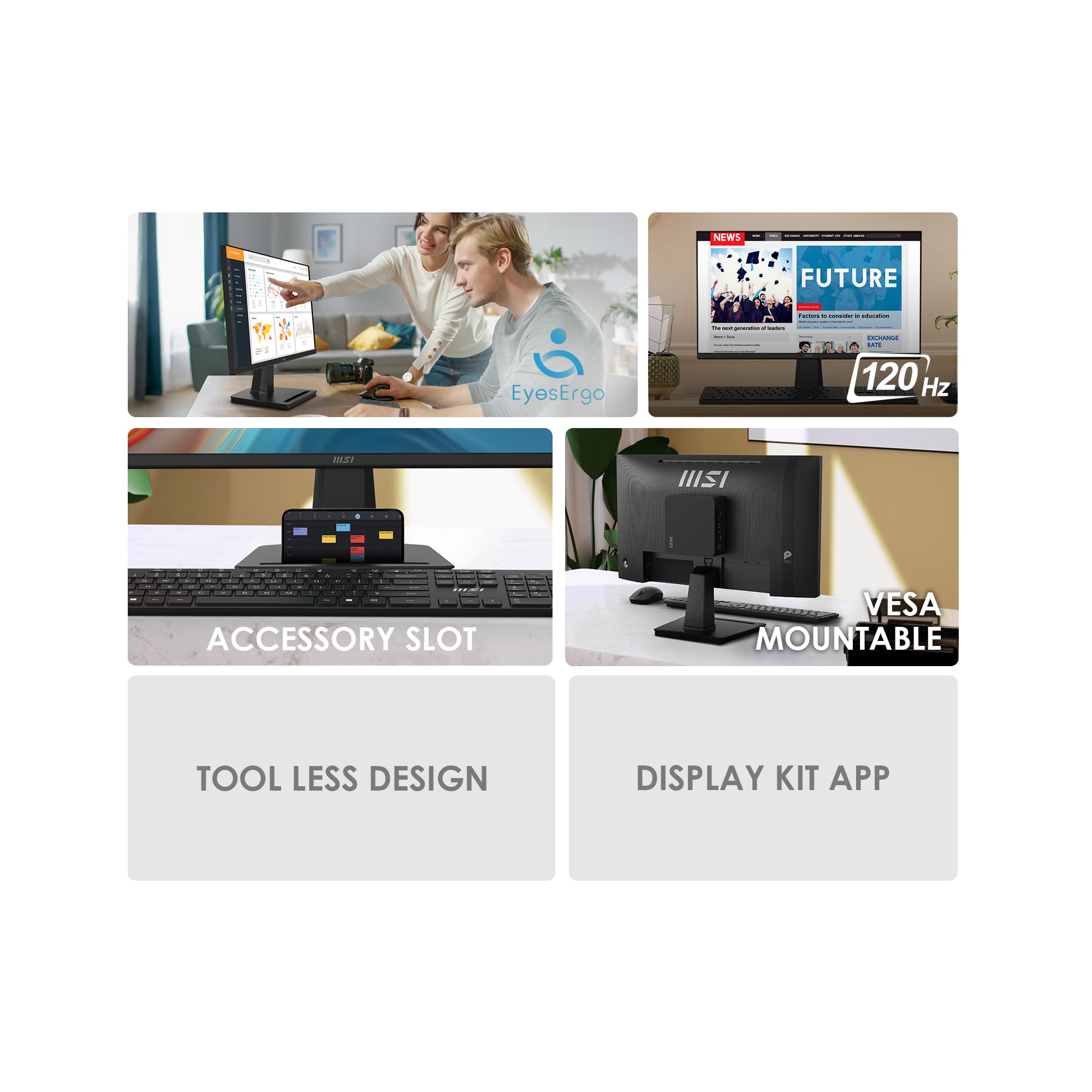 msi PRO MP225 E12VL, 22-inch IPS 1920 x 1080 (FHD) Computer Monitor, 120Hz, Adaptive-Sync, HDMI, Video Port, VESA Mountable, Tilt, 1ms, Black - 3