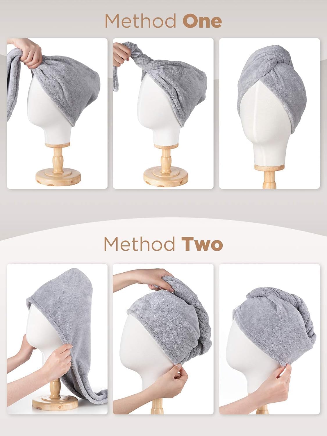 DND LIVING Microfiber Hair Towel Wrap for Women Super Absorbent Head Towel Wrap for Ladies Hair Turban Quick Drying Microfiber Towel for Hair Salon Quality Hair Dry Cap (Multicolor) (1)