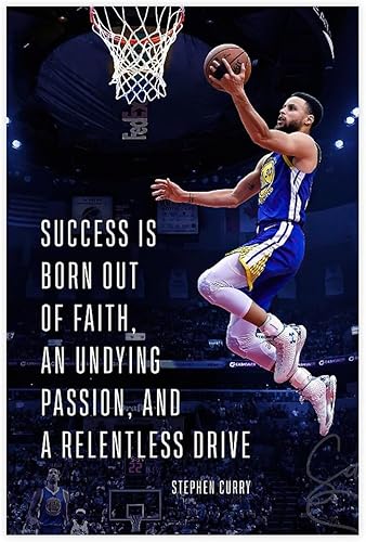 KAMUFF Póster de jugador de baloncesto para paredes, lienzo y baloncesto, con cita firmada, para dormitorio de niños, estilo sin marco, 12 x 18