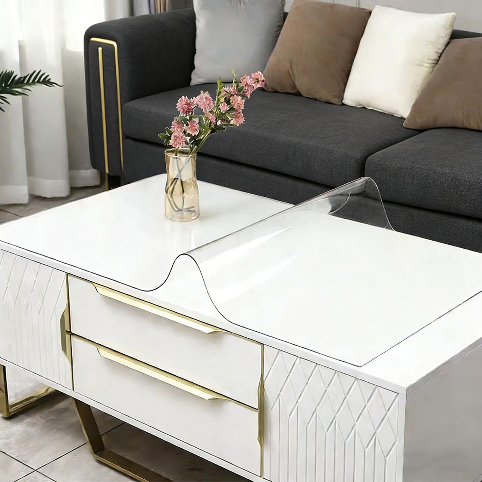 Nappe Rectangulaire PVC Transparent Protection Table Résistante Meuble Bureau 30x60