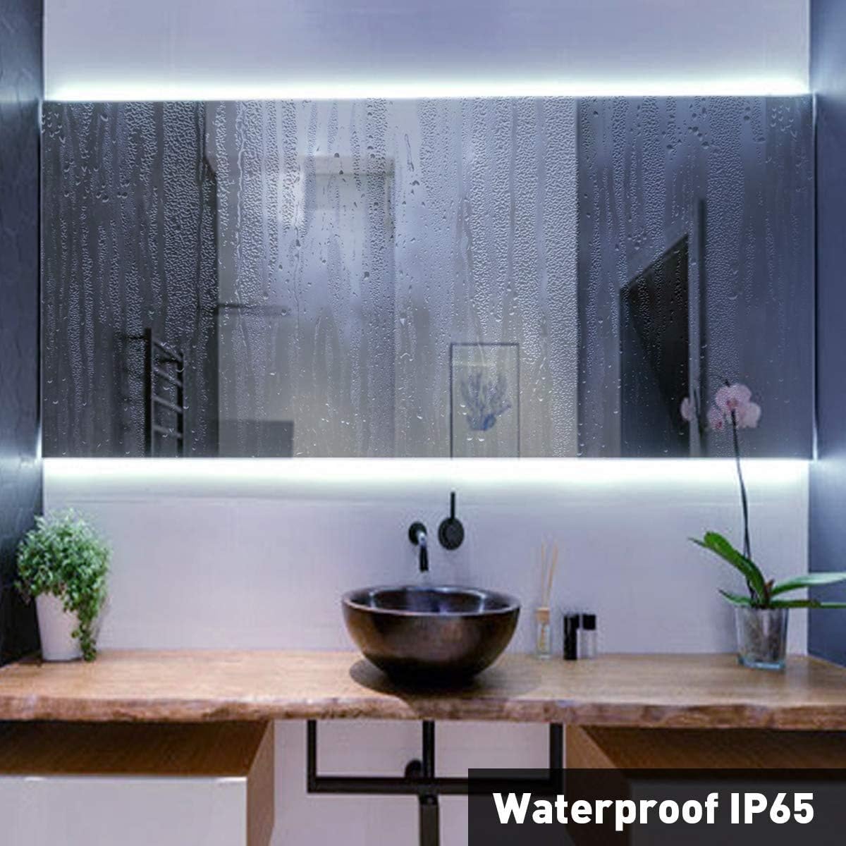 Lepro 12V LED Strip Light, Flexible, Waterproof, SMD 2835, 16.4ft Tape Light for Christmas, Home, Kitchen and More, Daylight White（Power Adapter not Include）