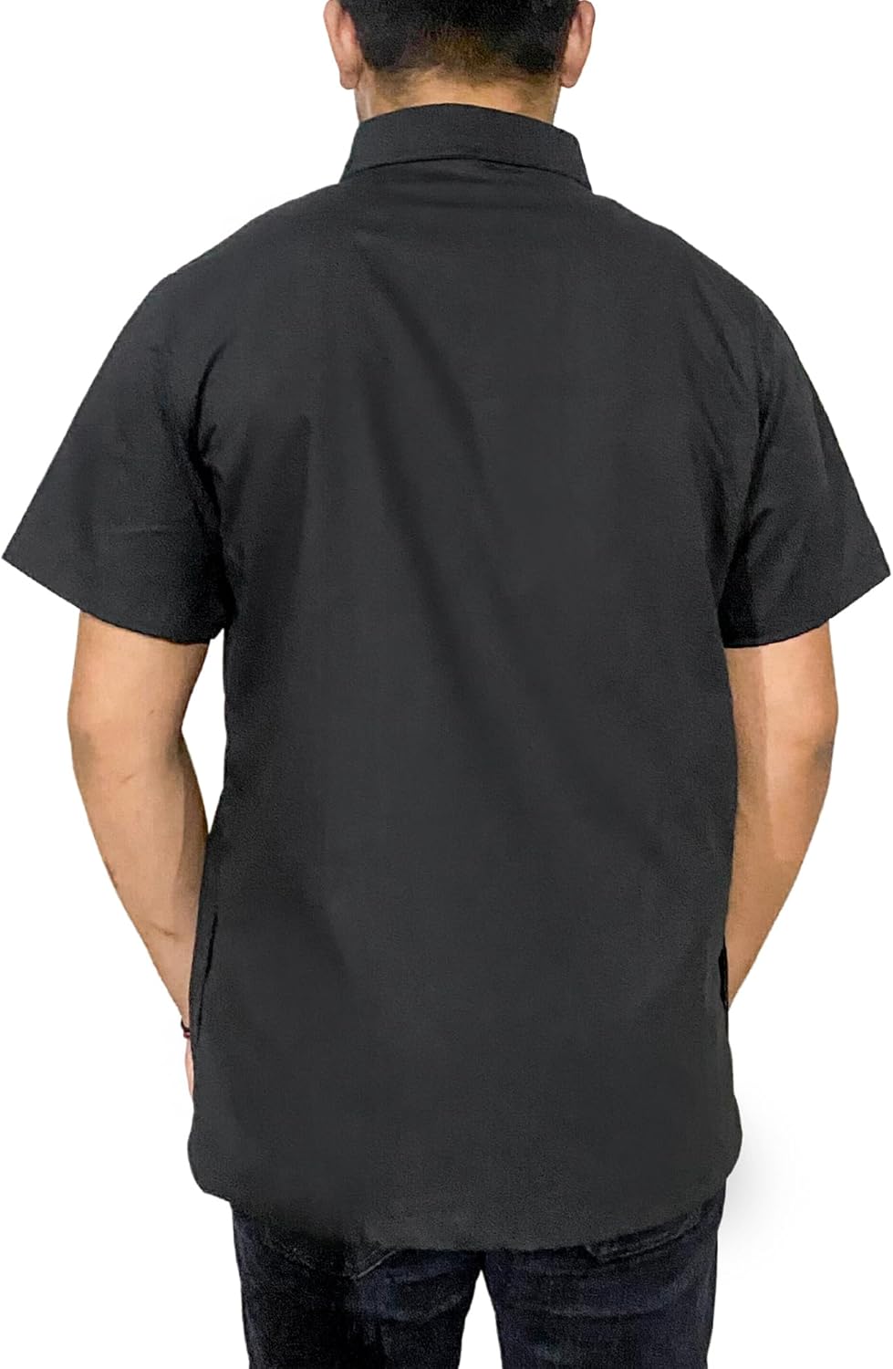 Professional Barber Jacket Half Sleeve Shirt Men's Black Hairdresser Salon Smocks Hair Stylist Smock Uniform - Image 4