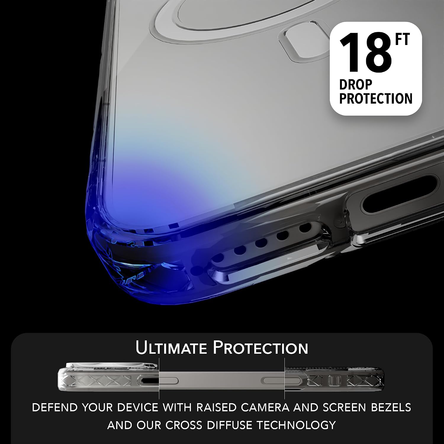 cellhelmet Magnitude Case for iPhone 16 Plus | MagSafe Compatible | Dual-Layer Protection | Drop Test Certified | Shockproof Durable iPhone 16 Plus Case | White Daisies in Crystal Clear Sparkle
