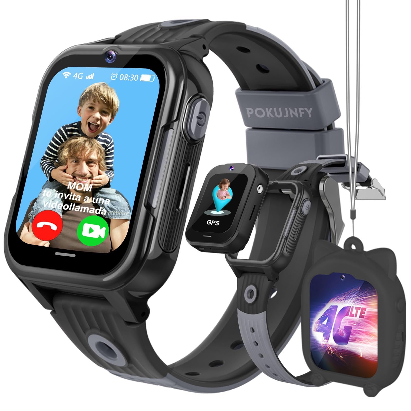 4G Reloj Inteligente Niño GPS y Llamadas Videollamadas Teléfono Whatsapp SOS Podómetro Juegos Modo Escuela Despertador Impermeable Digital Regalos Relojes para Niñas Niños