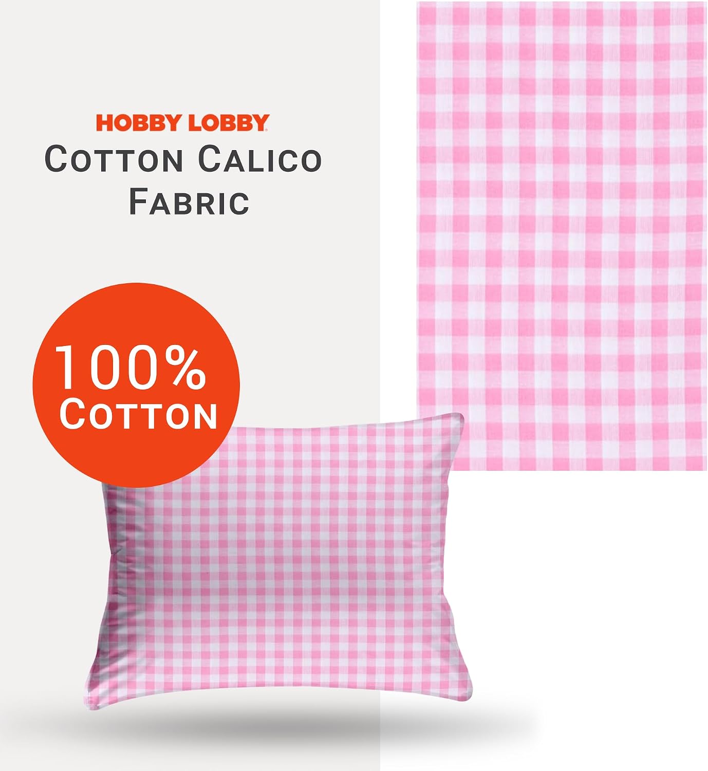 Hobby Lobby Pink Gingham Cotton Calico Fabric, 1 Yard image 3