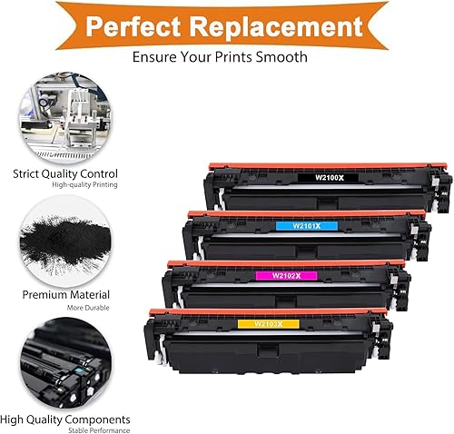 Miniatura 2 de Paquete de 4 cartuchos de tóner 210X de alto rendimiento (con chip), repuesto compatible para HP 210X 210A W2100X W2100A Color MFP 4301fdw 4301fdn