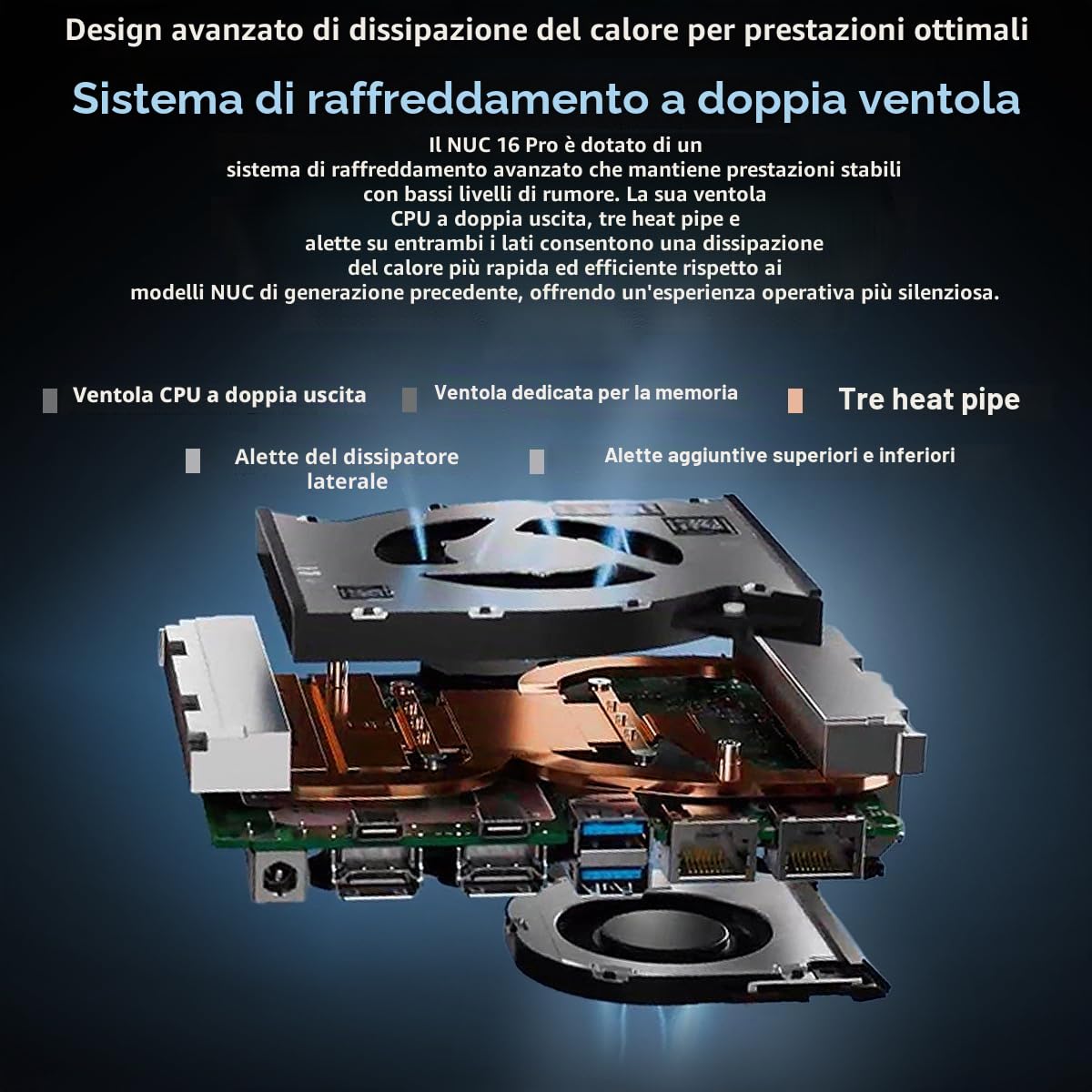 NUC 16 Pro Mini PC: Intel Core Ultra 5 325, Intel Arc Graphics, Dual M.2 PCIe SSD, Quad 4K, Dual 2.5G LAN, Wi-Fi 7, nero, per aziende e creazione di contenuti (Barebone System)