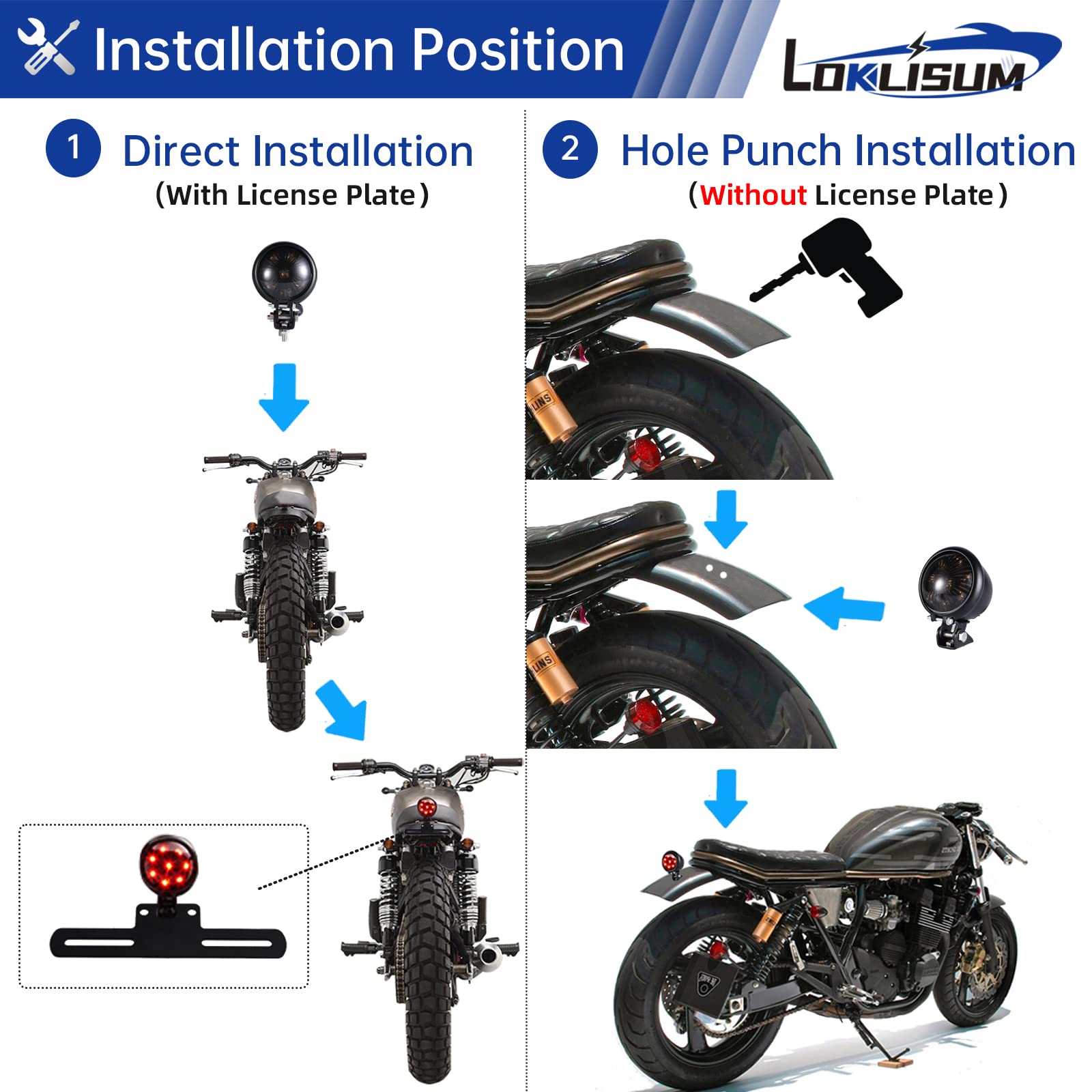 12V LED Stop Moto Mini Fanale Posteriore Impermeabile Universale Led Faro Stop per Street Bike Chopper Bobber Cafe Racer Cruiser