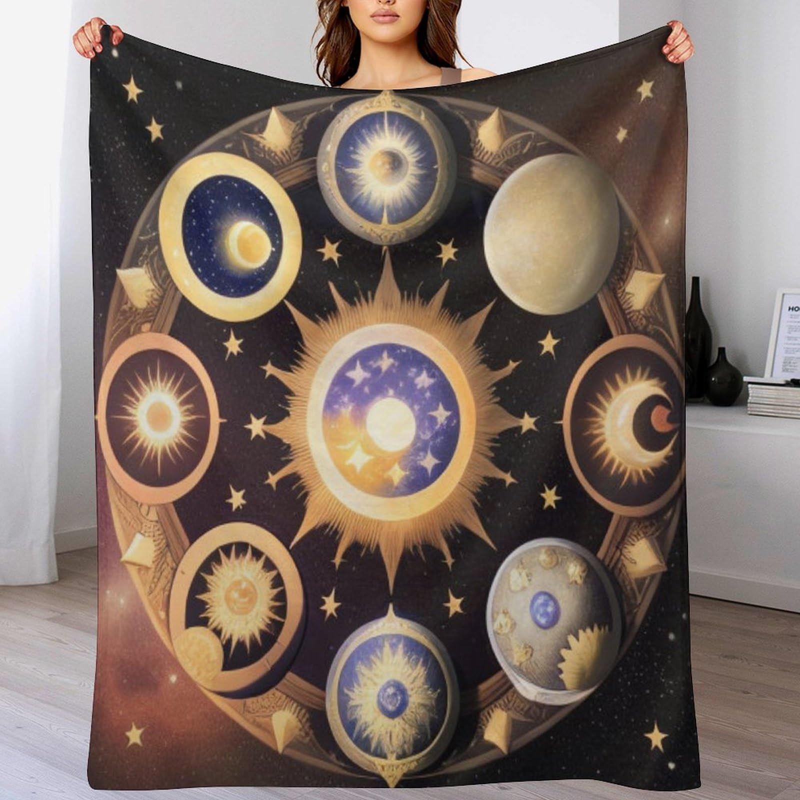 Manta para sofá Sonnensystem de gran tamaño 130x150 cm manta mullida y cálida supersuave