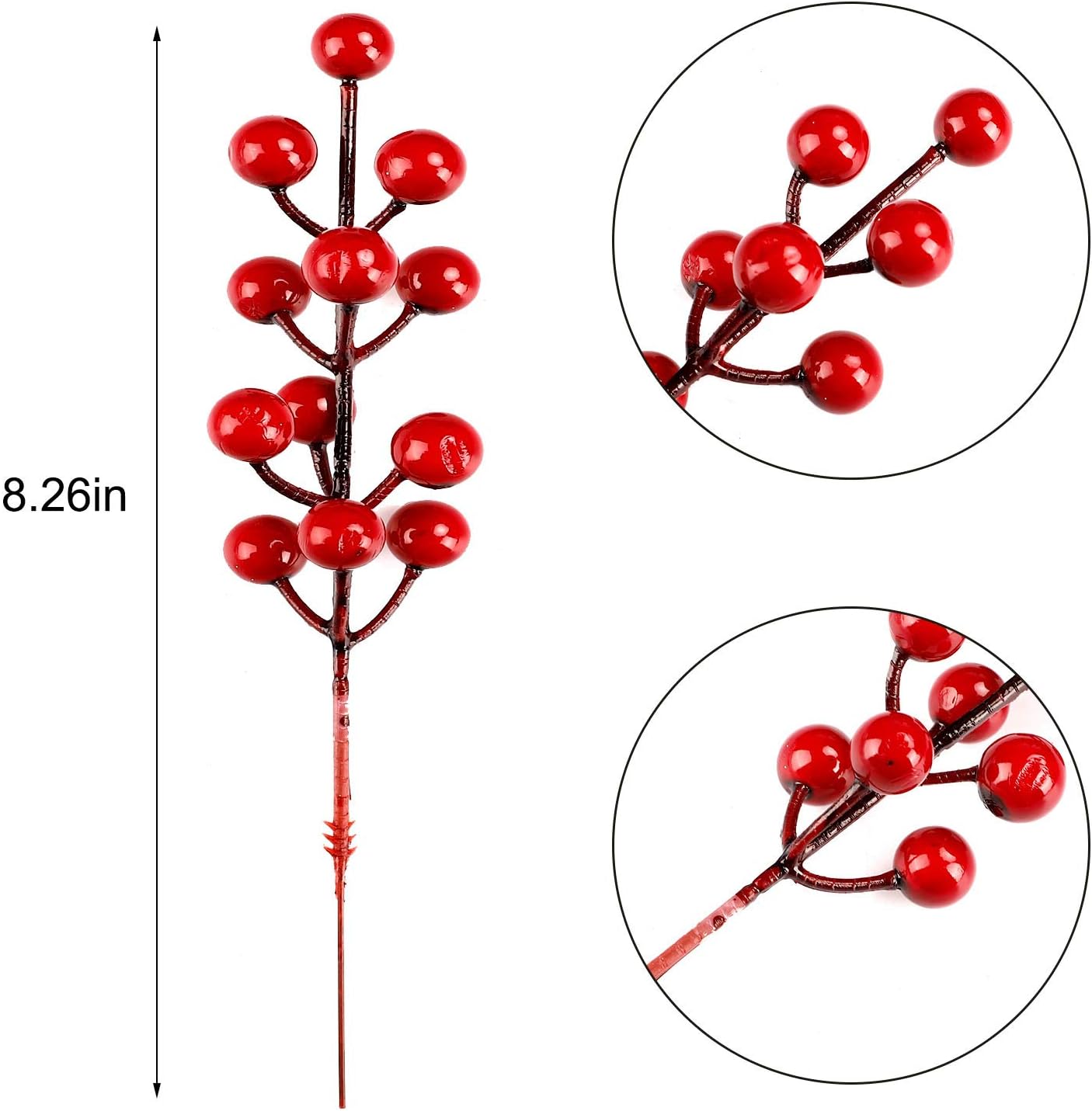 COCOBOO 40pcs Christmas Red Berries Picks Artificial Red Berry Stems for Christmas Tree Decorations Crafts Wedding Holiday Crafts Winter Décor Home Decor
