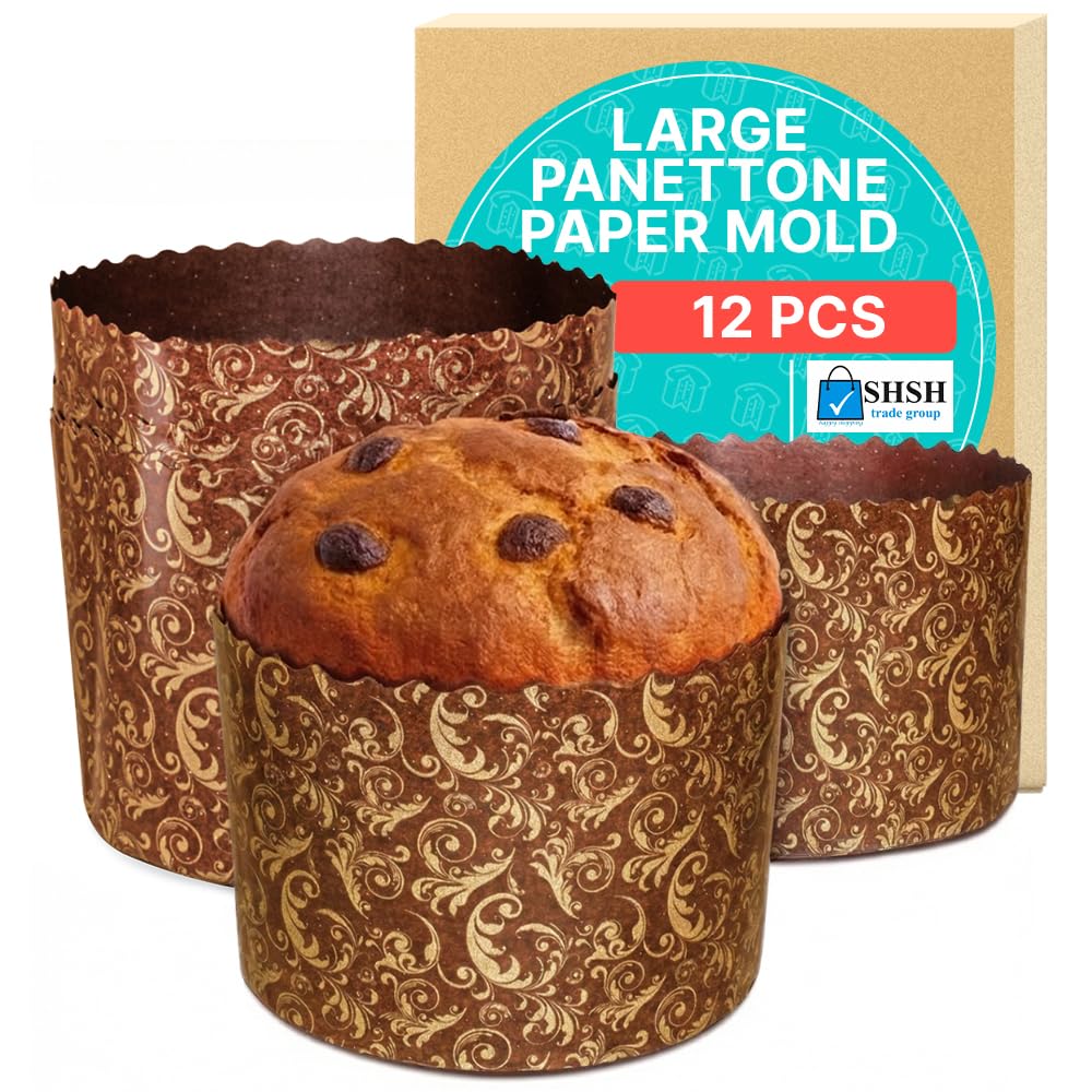 Panettone-Papierform, groß, 540 ml, 12 Stück, Paska Osterbrotformen, Brot, Papierform, Panettone, Braun, antihaftbeschichtet, Panettone-Papier-Backformen