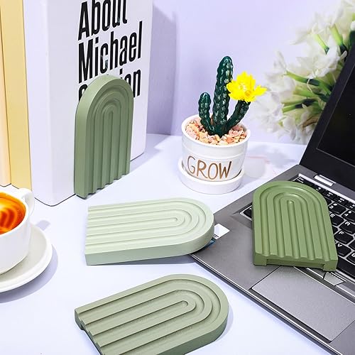 Miniatura 3 de Whaline 4 Piezas Sujetalibros de Madera de Arco Bohemio Verde Salvia Arcoíris Soportes de Libros de Madera Decorativos Antideslizantes Topes de