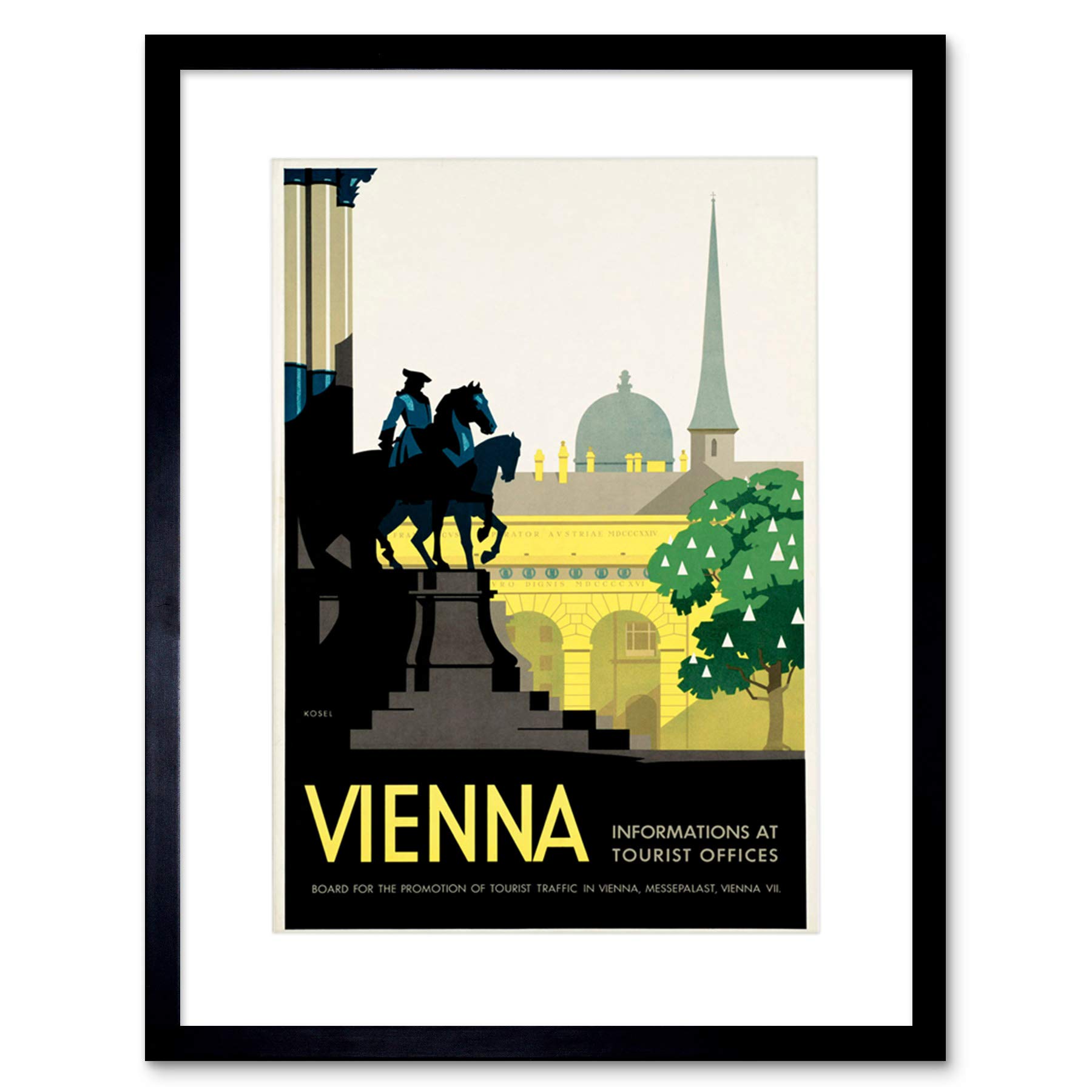Wee Blue Coo TRAVEL VIENNA AUSTRIA IMPERIAL STATUE SPIRE CHURCH FRAMED ART PRINT B12X6576