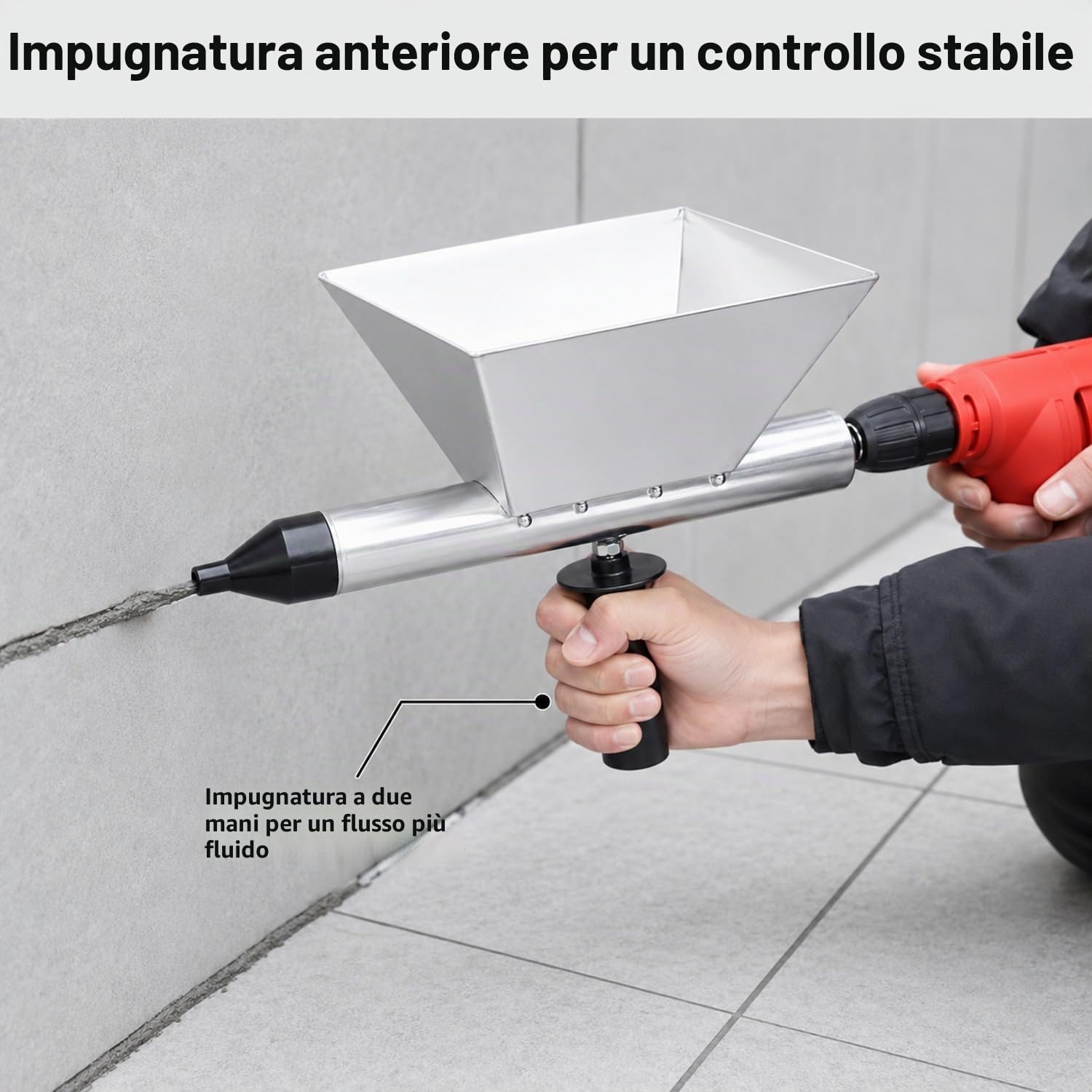 Elettrico Pistola a percussione Portatile Applicatore di spruzzatore di malta Pistola da caccia del cemento con 8 ugelli (Senza trapano elettrico)