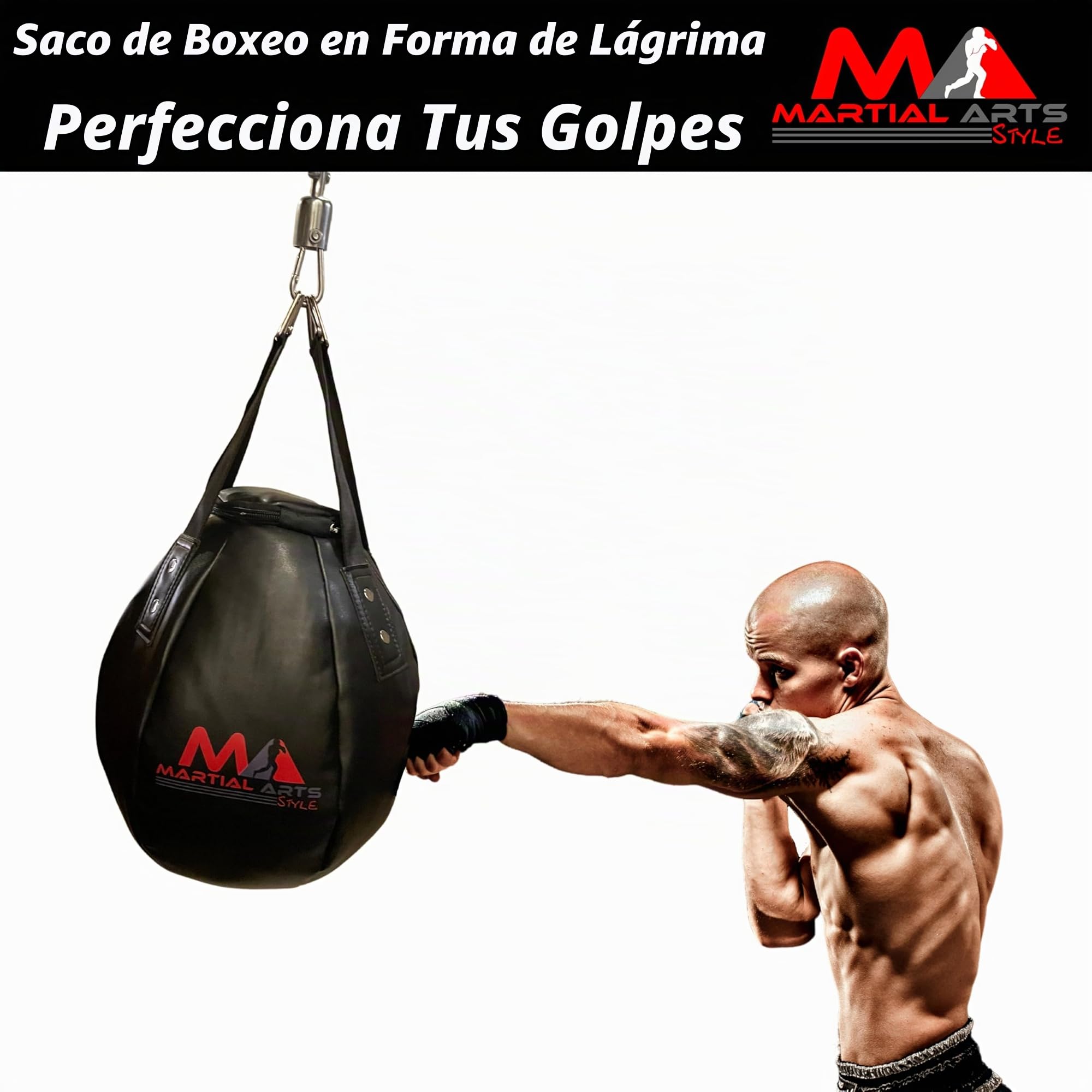 Saco de Boxeo Profesional con Forma de lágrima para Entrenamiento de Artes Marciales Mixtas, Kickboxing, Muay Thai, Bolsa Pesada Redonda (sin Relleno)