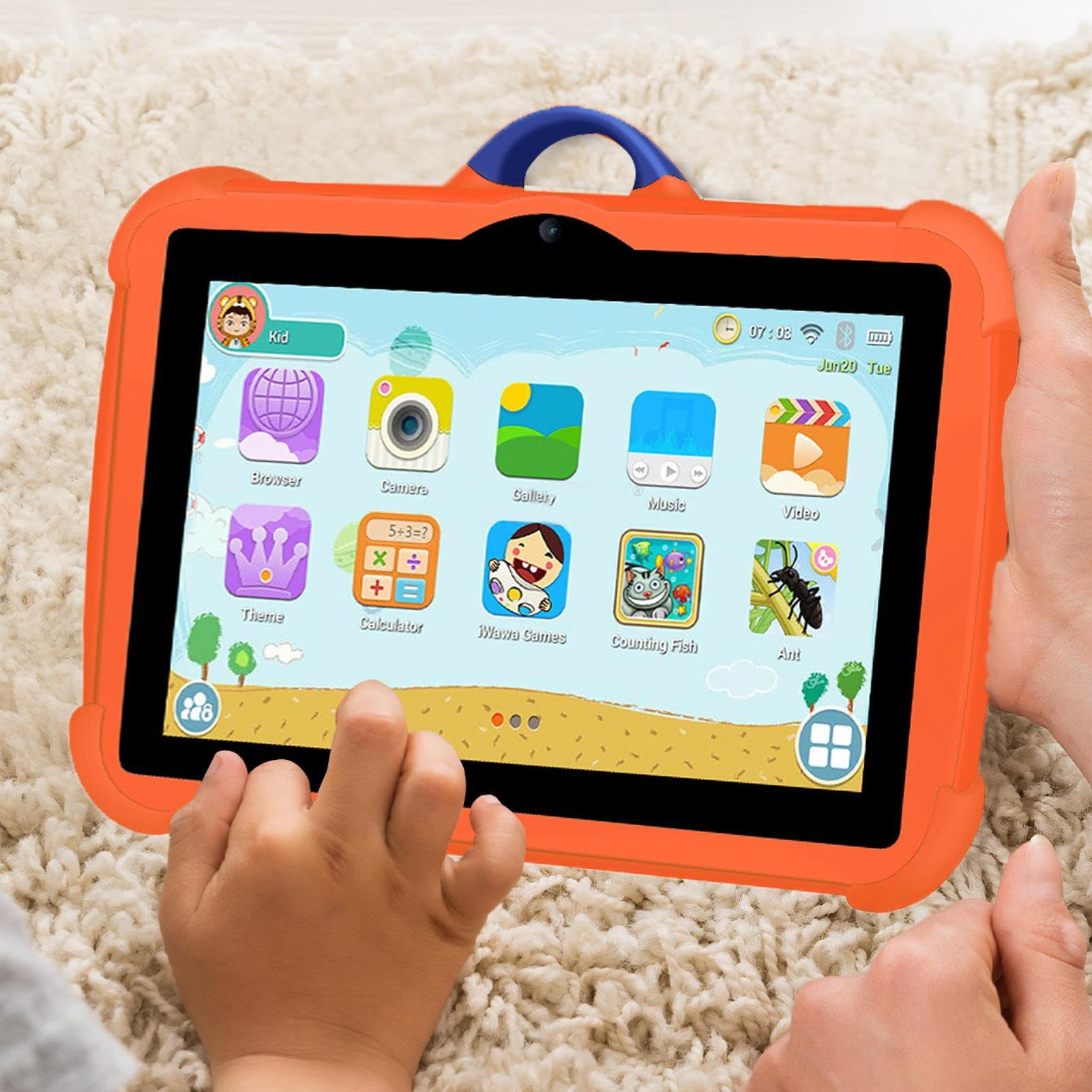 Tablet ad alta risoluzione - PC per bambini da 7 pollici 4 GB + 64 GB, computer portatile multiuso con doppia fotocamera | per film, giochi, apprendimento, studio, intrattenimento, lettura, v