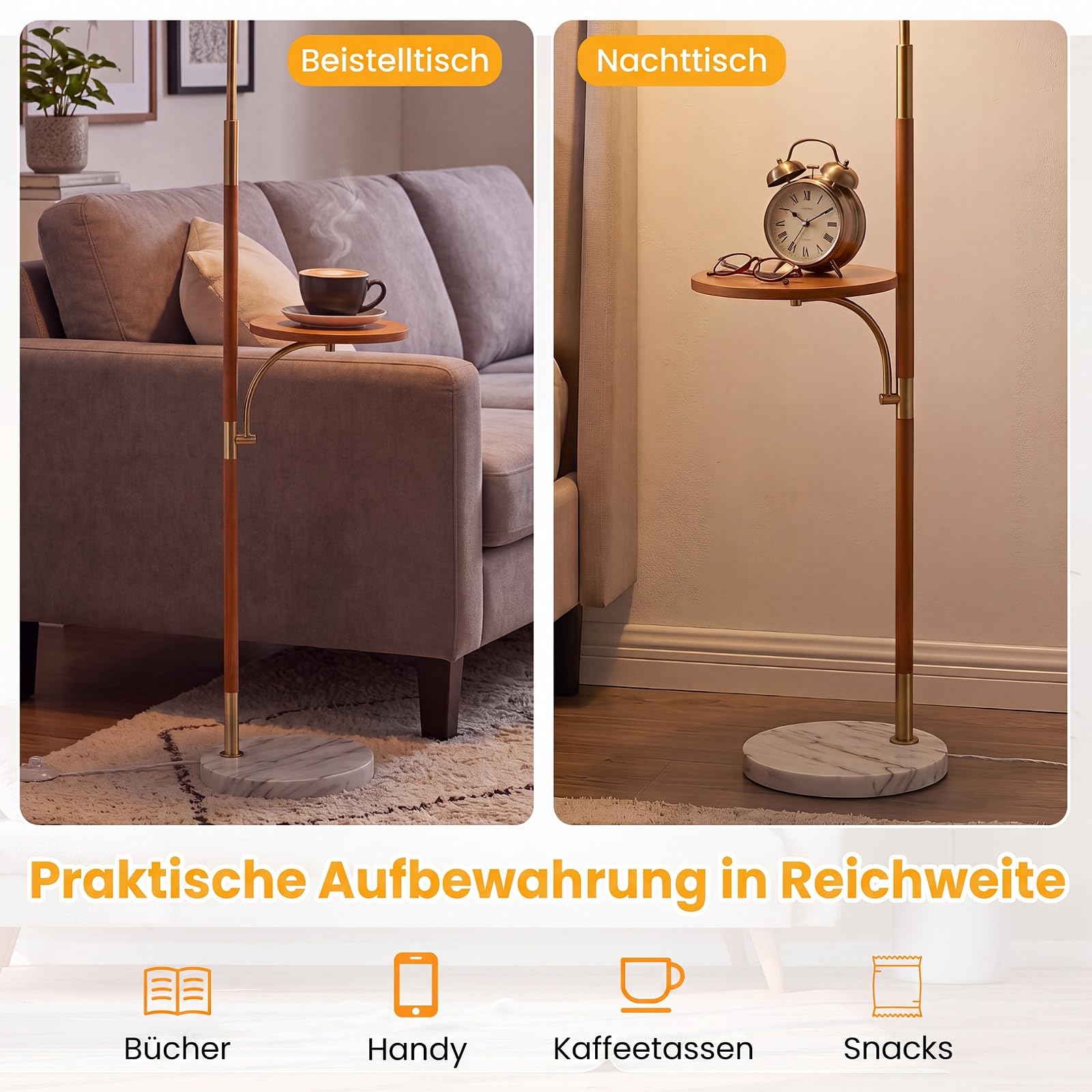 COSTWAY 160 cm lampa stojąca z plisowaną papierowym abażurem, półka, oprawa