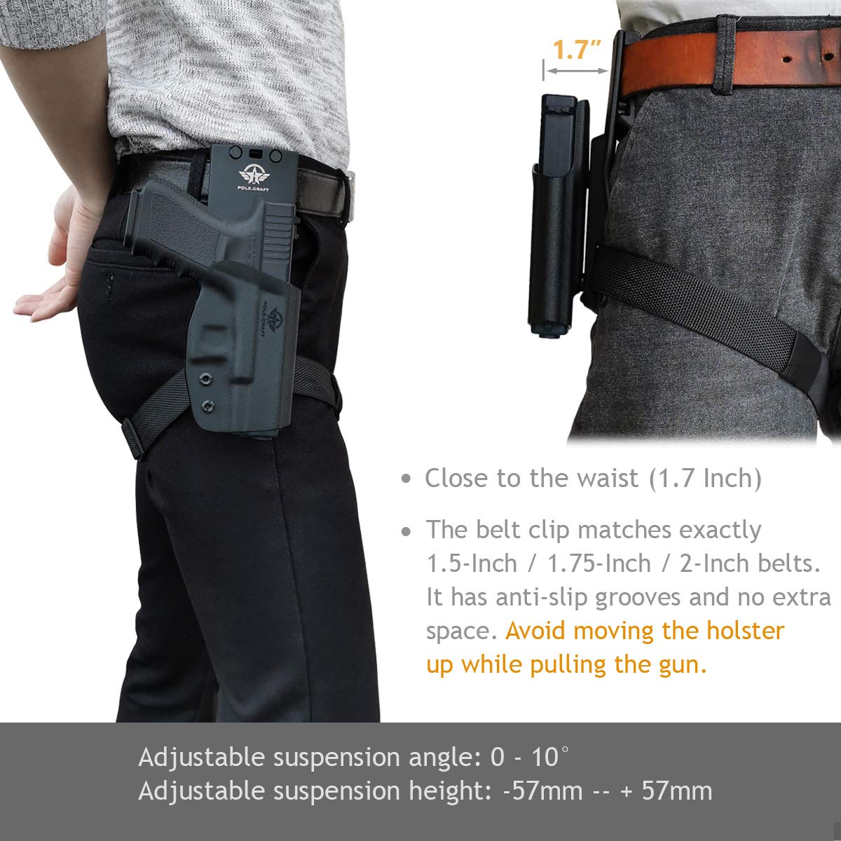 PoLe.Craft OWB KYDEX Holster Fits: Glock 19 19x Glock 23 25 32 Glock 17 22 31 Glock 26 27 33 (Gen 1-5) CZ P10 Gun Holster Belt Outside Carry Funda Pistola Case Pouch Holster Guns Accessories