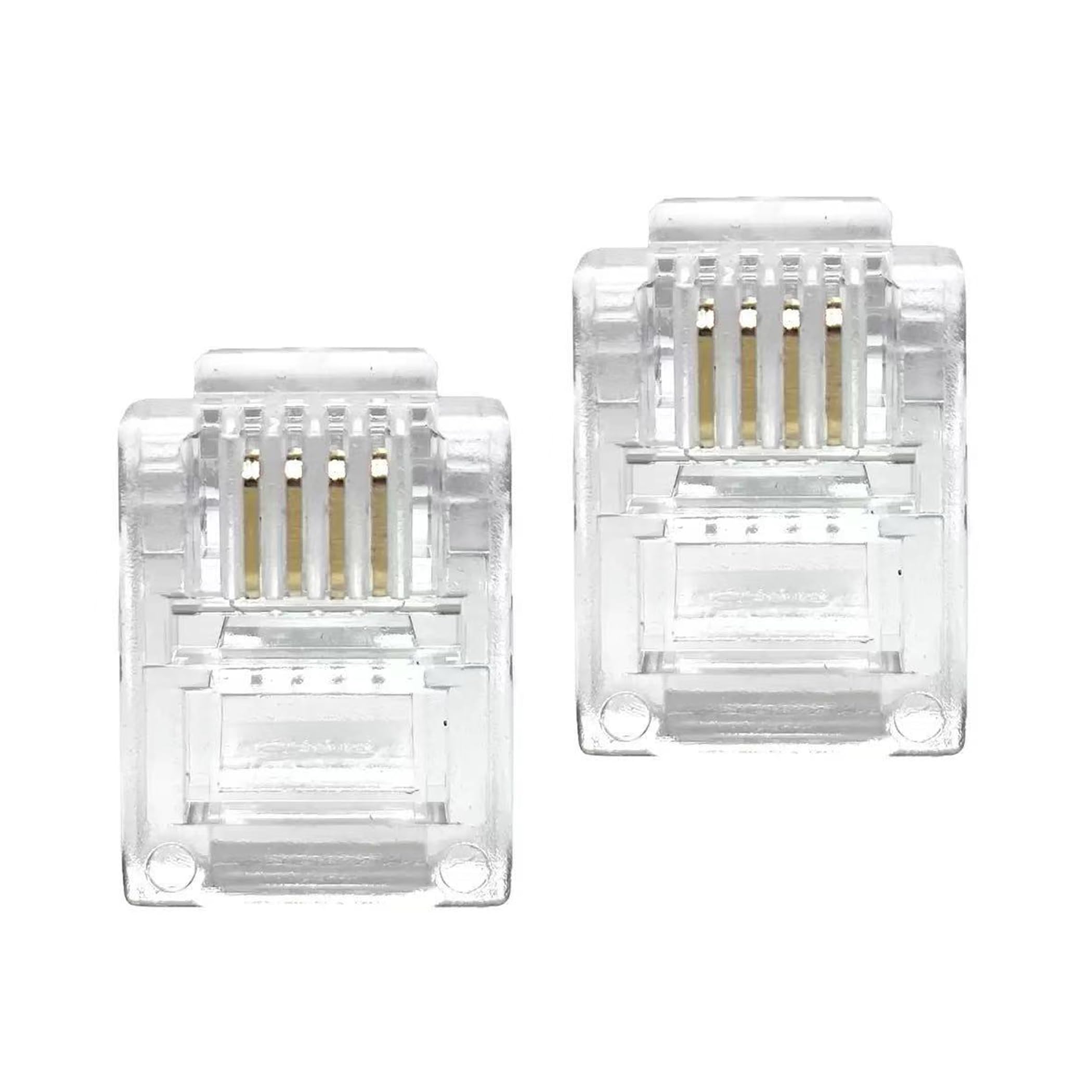 200Pack Transparent Color RJ9 Telephone Cable Plug 4P4C 4P2C Connector,Standard Telephone Handset Modular Plugs Male Connectors Transparent Color Jack Crimp End Crimper-image-3
