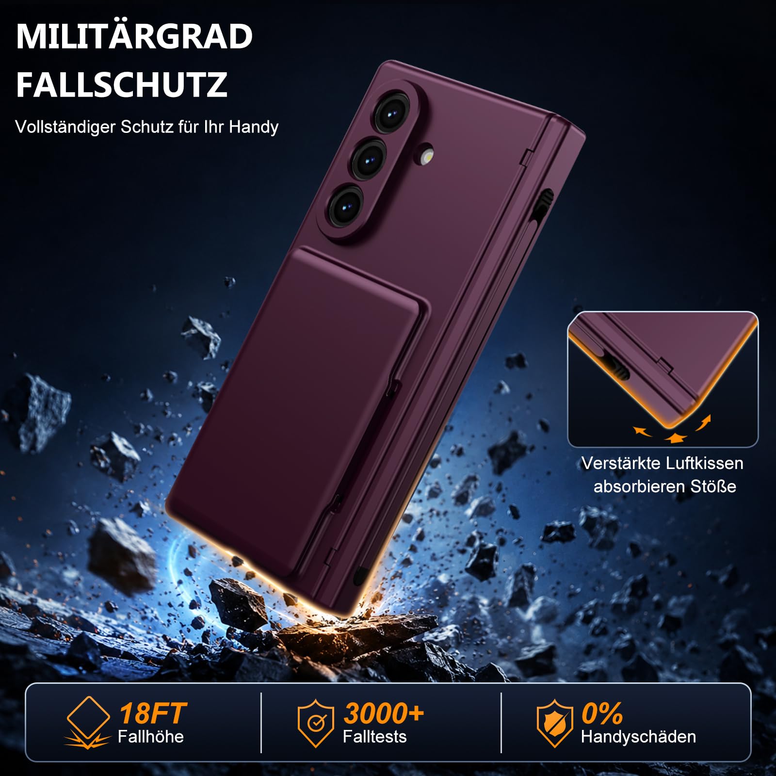 Fiyer Compatibile con Samsung Galaxy Z Fold 8 Ultra, custodia a portafoglio con custodia protettiva antiurto, pellicola protettiva frontale in vetro temperato, porta penna, scomparti per carte di