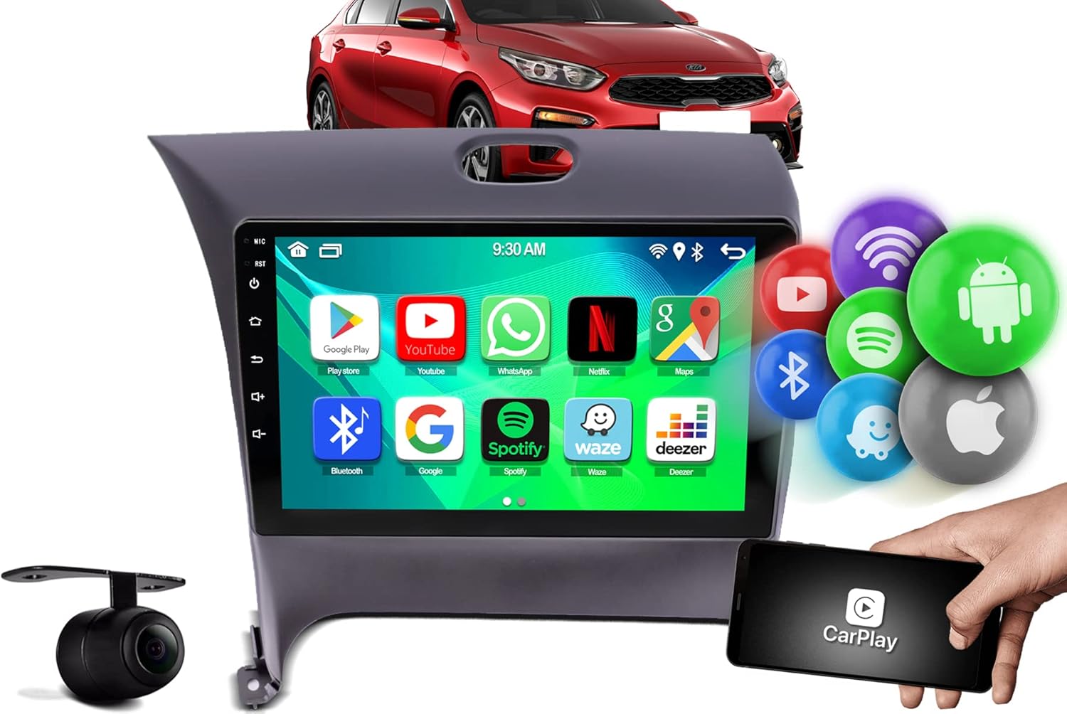 Kit Combo Central Multimídia 9 Polegadas Mp5 Automotivo Aparelho 2 Din