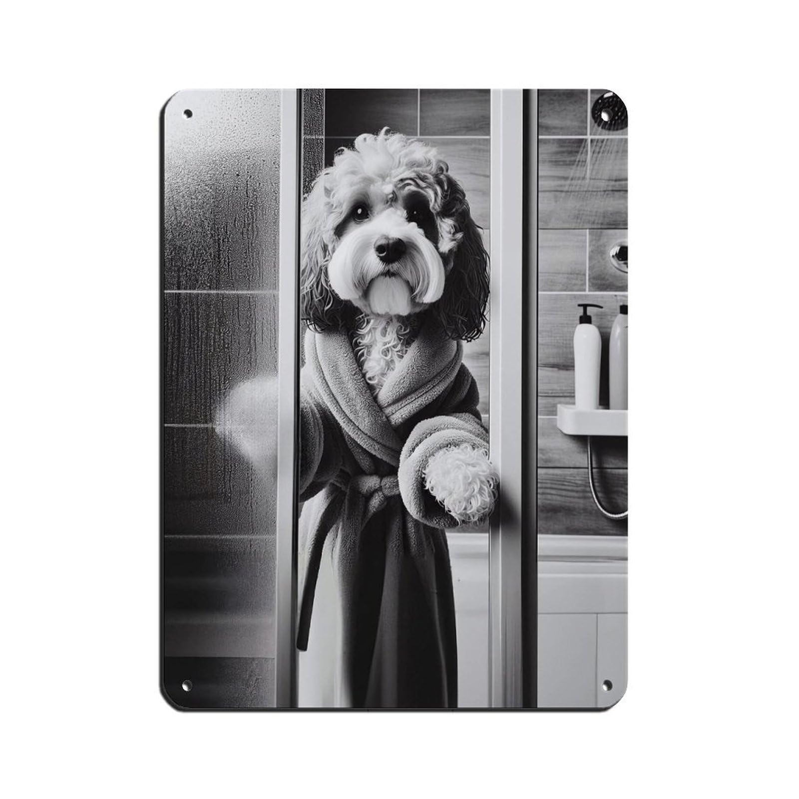 Cockapoo Bathroom Art Poster Tin Sign Vintage Metal Pub Club Cafe Bar Home Wall Art Decoration Poster Retro 12x16inch(30x40cm)