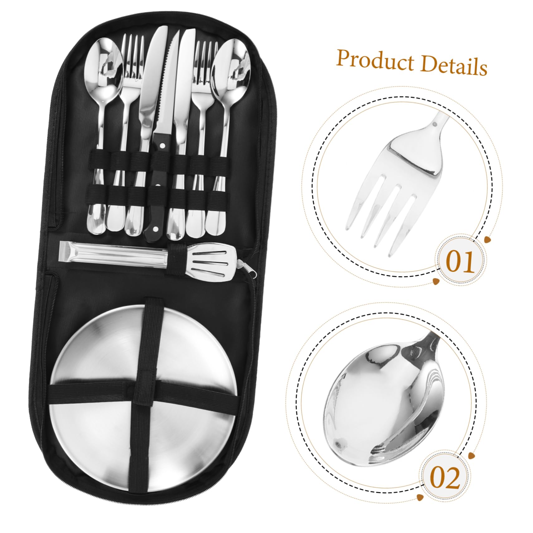 ifundom Kit Posate in Set Utensili Riutilizzabili Custodia Accessori Per Picnic All e Viaggi