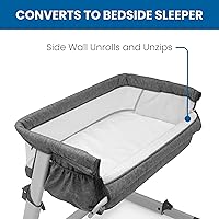Vista 5 de Delta Children Simmons Kids Dream Bedside Bassinet with Zip-Down Side Wall – Convenient Baby Sleeper with Breathable Mesh and Adjustable Heights