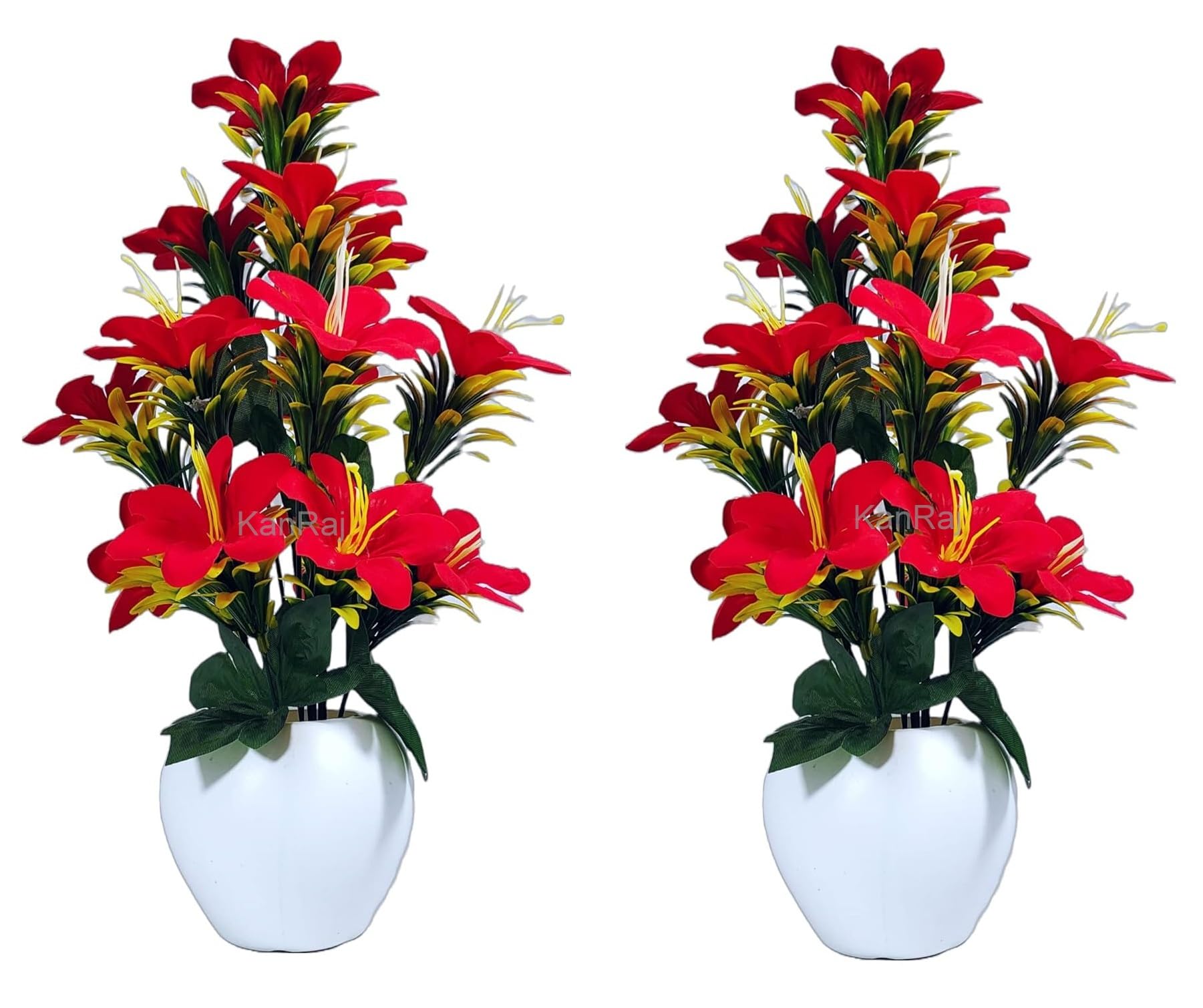 KanRaj ® Lily Artificial Flowers with Apple Pot for Gifting, Home Decor,Bedroom, Balcony, Living Room, Restaurant, Valentines Day Decoration (Red, Pack of 2) (B0CV5ZGTSR) Amazon Price History, Amazon Price Tracker