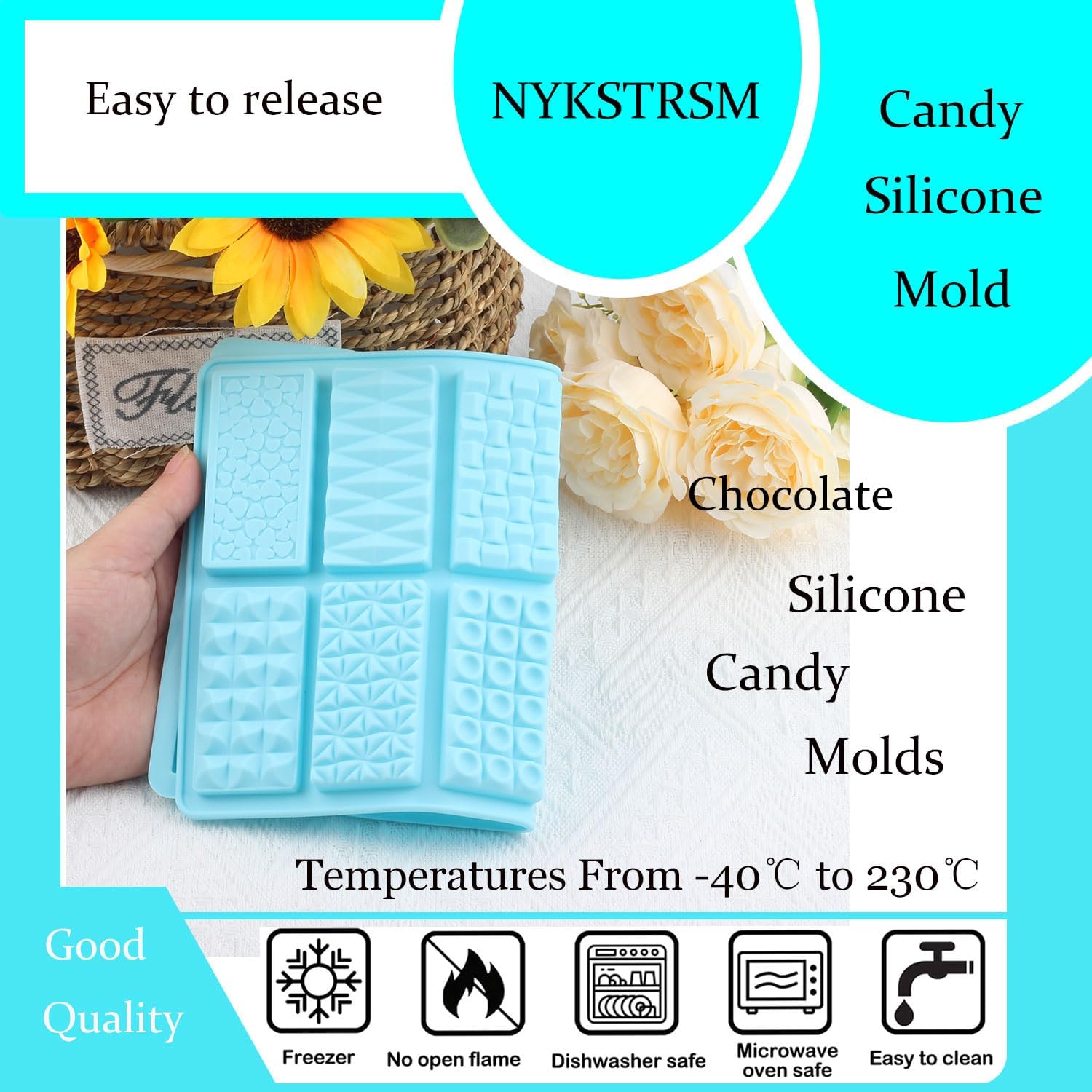 Break Apart Silicone Chocolate Bar Mold For Candy Chocolate Energy Bar - Image 3