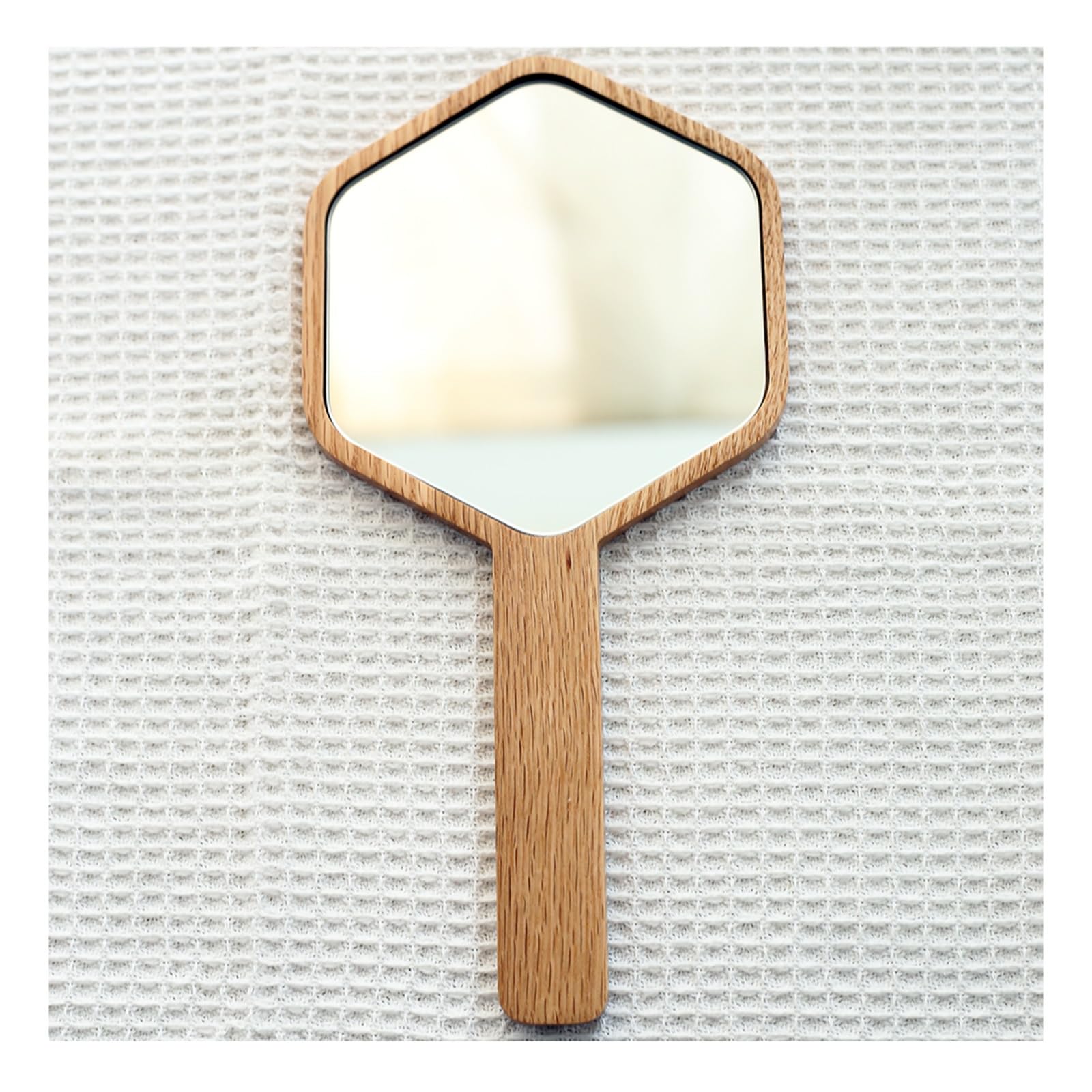 SDCFFC Natural Wooden Vanity Makeup Mirror, Portable Hand Vanity Mirror, for Travel