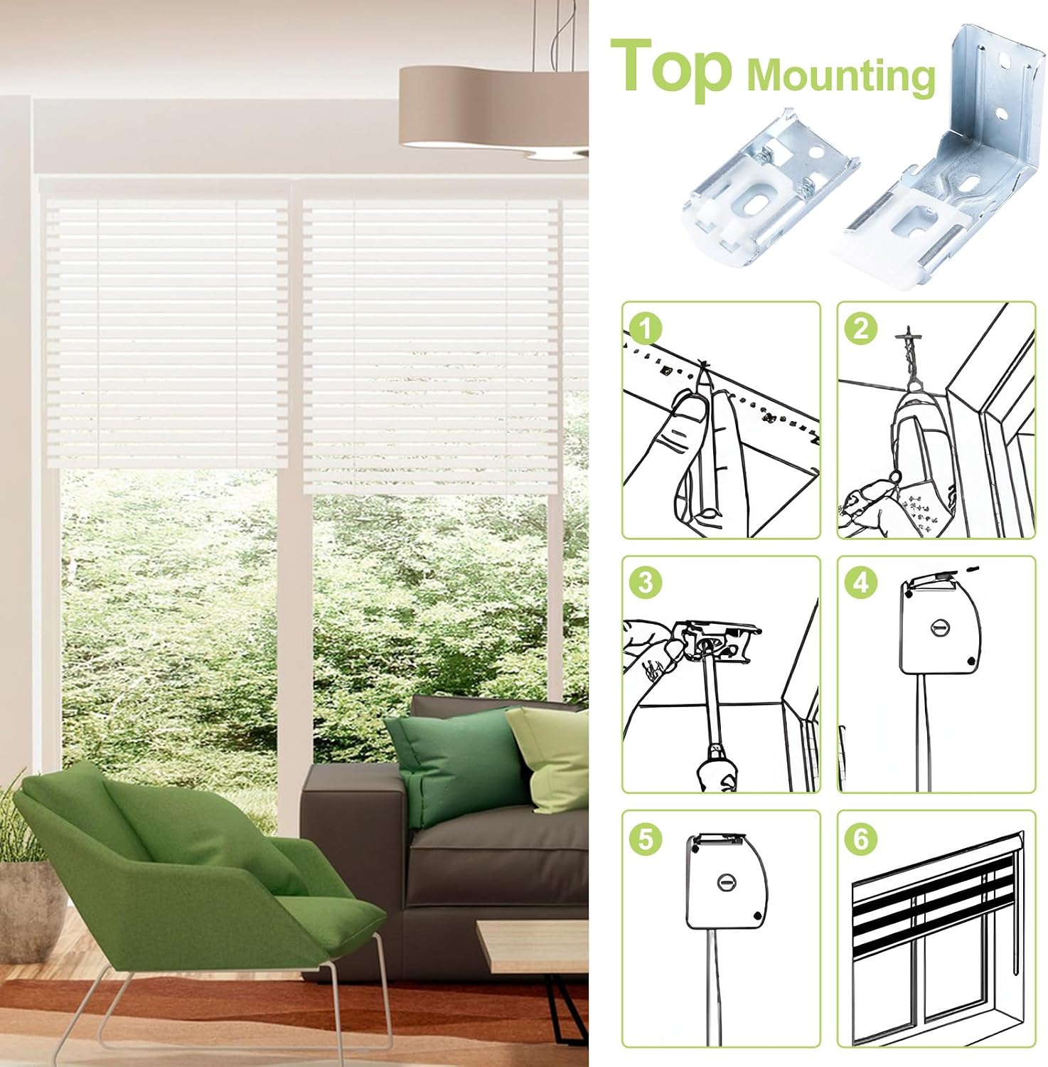 4 Sets/8Pcs Zebra Shades Bracket Silver Metal Window Blinds L Bracket Clips Light Filtering Roller Shades Mount Hardware Wall-Mounted Blind Headrail Holder (Inside & Outside Mount)