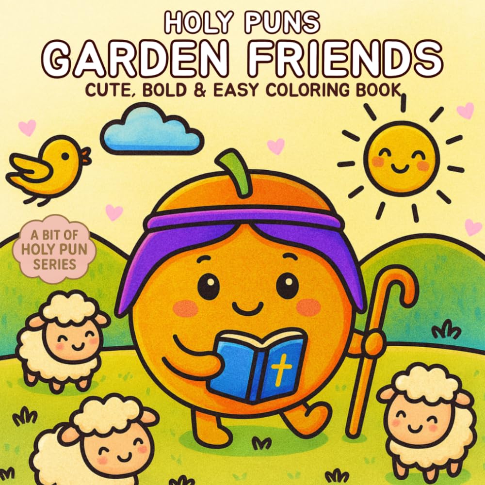 Holy Puns Garden Friends: Coloring Book for Adults, Teens and Kids | Cute, Bold & Easy Designs | Relaxation, Uplifting, Reminders of Christian Virtues + God's Truth (A Bit of Holy Pun)