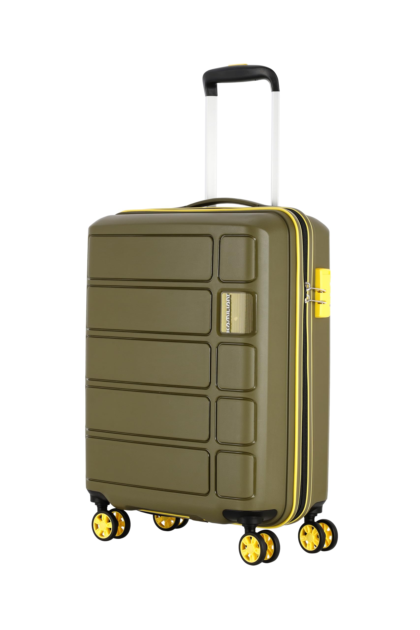 American Tourister Harrier Zing 56 Cms Small Cabin (Pp) Hard Sided 8 Wheels Spinner Luggage/Suitcase/Trolley Bag (Military Olive) (Double Wheel)