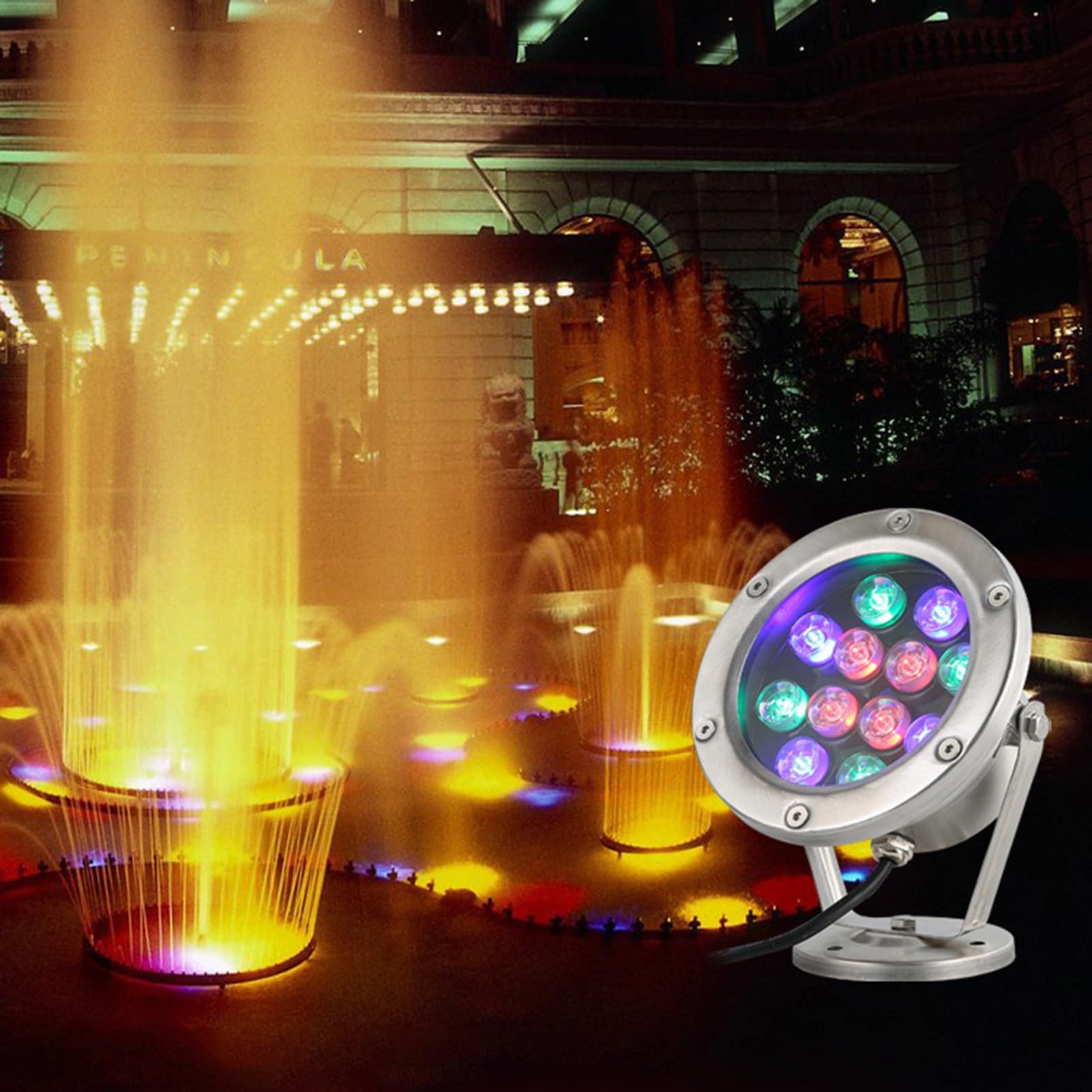 LED Luz De Piscina Acero Inoxidable Lámpara Subacuática Baja Tensión AC12/24V IP68 A Prueba De Agua Luz del Estanque para Piscinas Acuario Fuente Lámpara De Paisaje(Green,24W-AC24V)