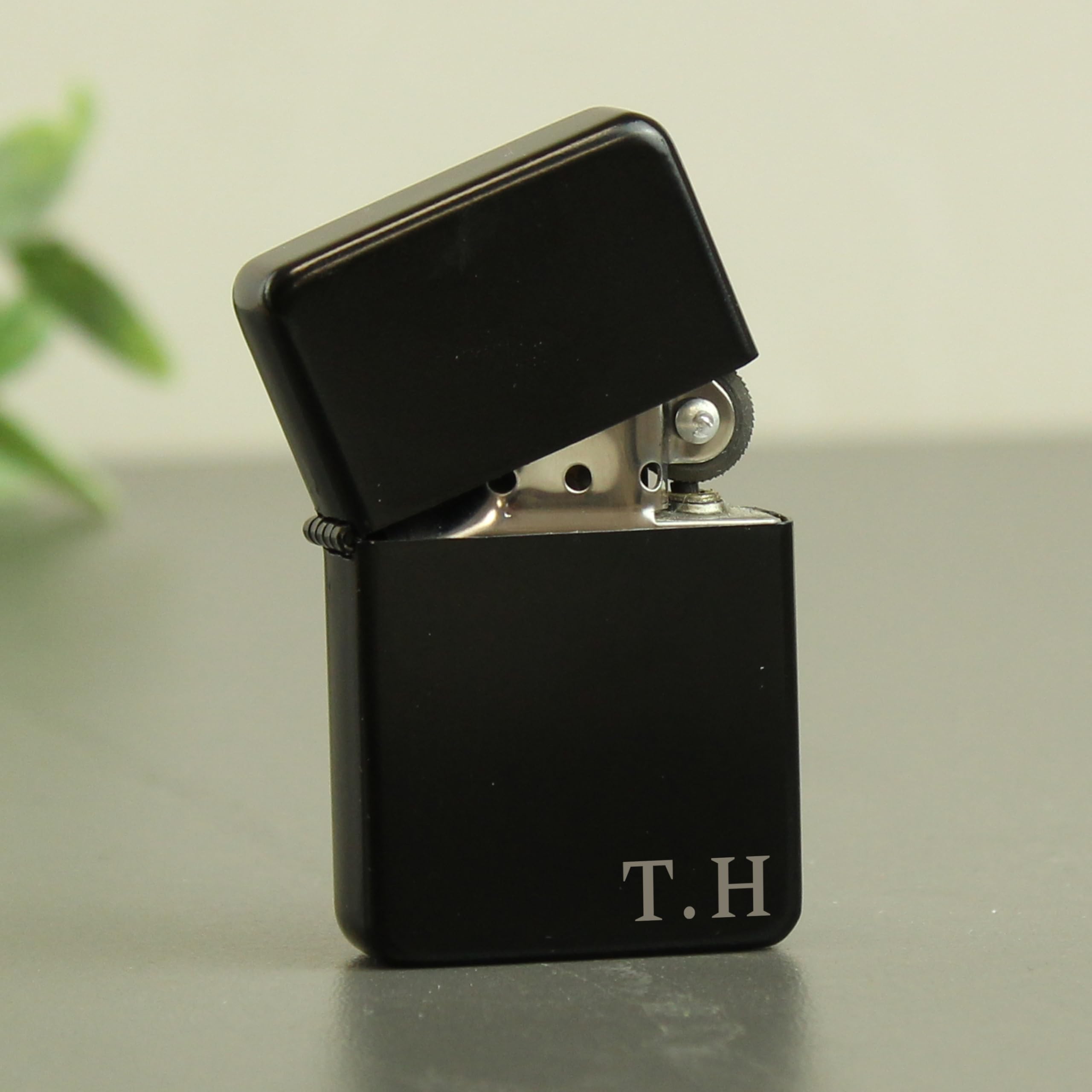 Personalised Memento Black Personalised Initials Petrol Lighter