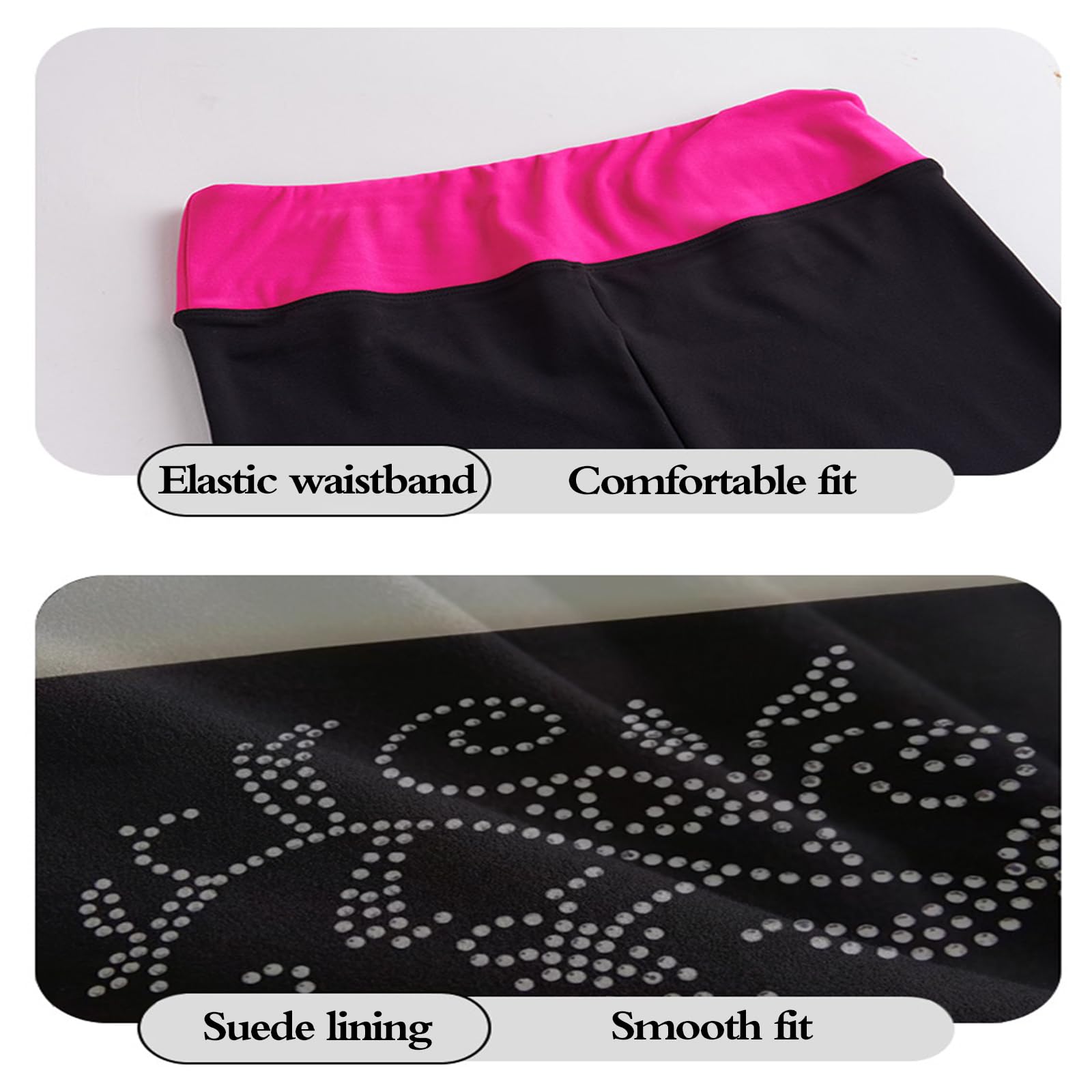 Leggings da Pattinaggio Artistico,Strass Leggings Sportivi,Allenamento Pantaloni da Pattinaggio su,Proteggi Il Tuo Corpo,Adatto per La Pratica E La Competizione