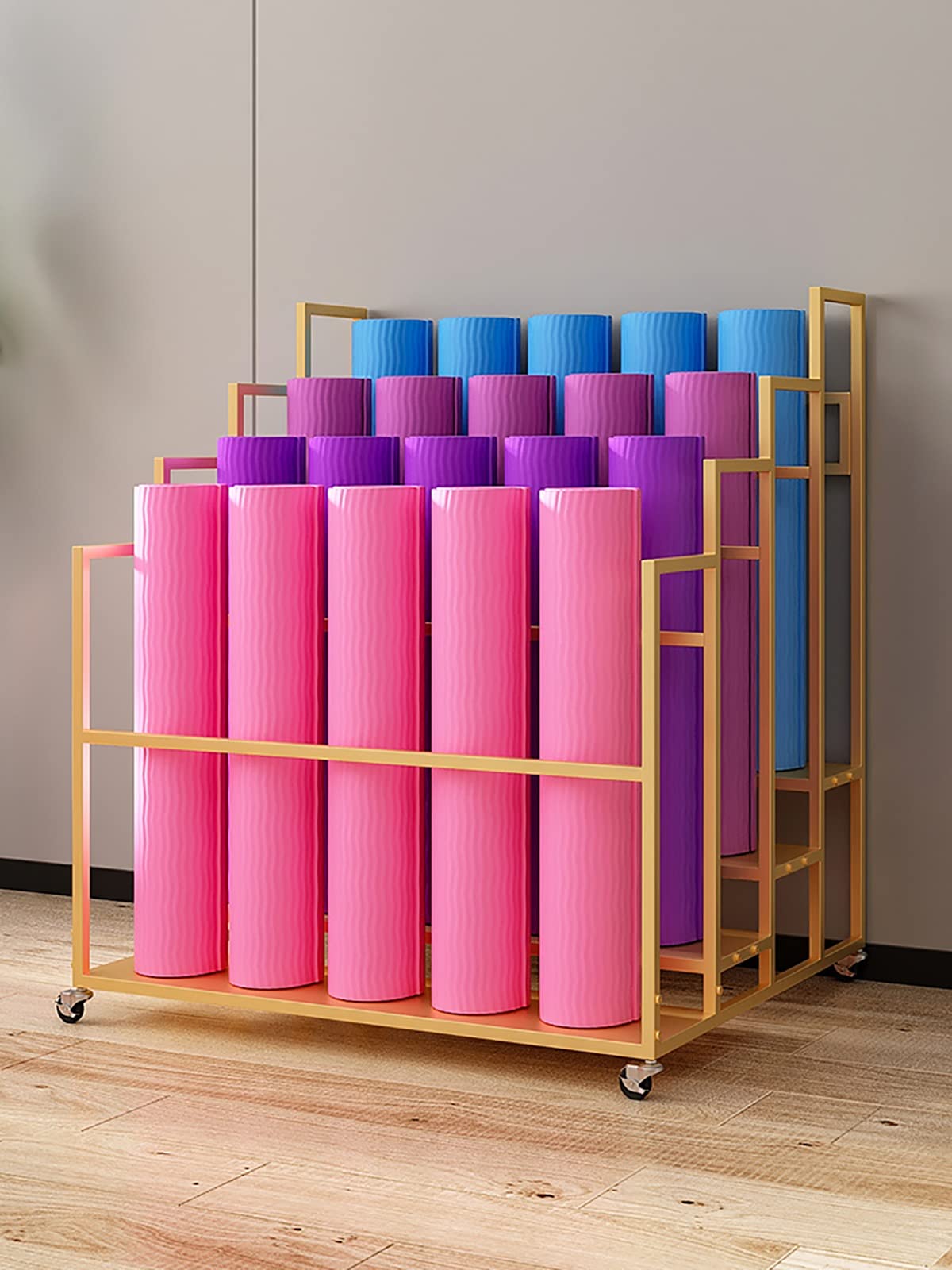 Amazon.com: Shelf Golden Iron Yoga Mats Storage Rolling Cart, Gym