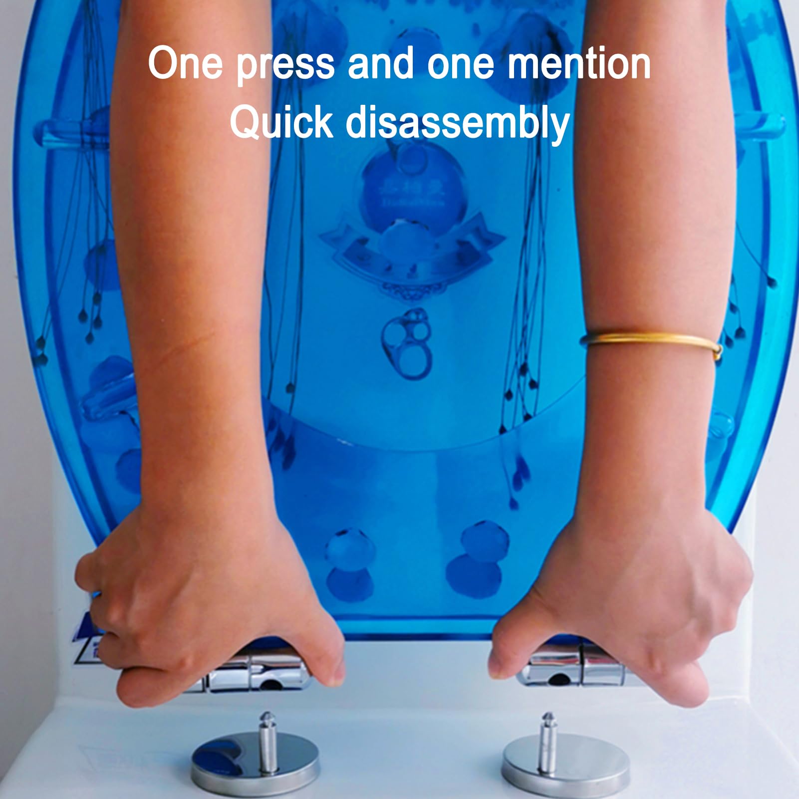Buhelyc Toilettensitz aus Transparentem Harz, Integrierter Kleinkindersitz, Langsam Schließender Toilettensitz mit Release Quick, U/V/O-Typ