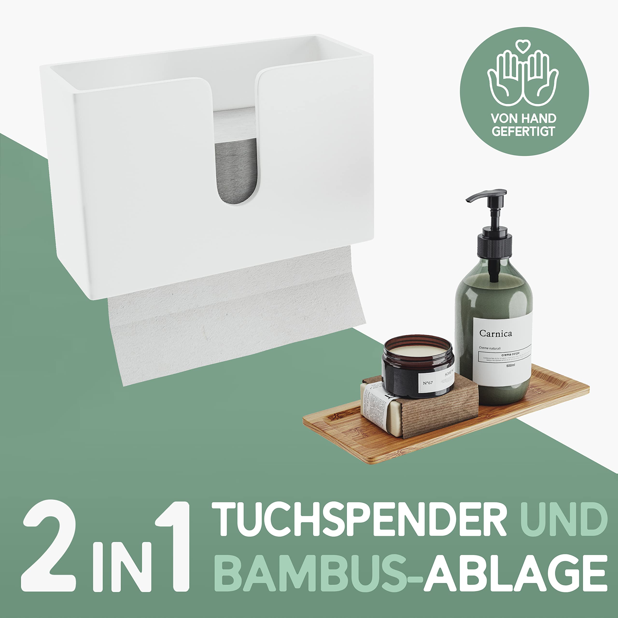 Nature Supplies Papierhandtuchspender aus Holz - Papierhandtuchhalter Mit Wandhalterung oder bei Tisch, für Papierhandtücher mit C-, Z- oder Interfold-Falzung