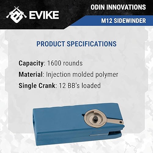 Miniatura 7 de Evike Airsoft - EMG Odin Innovations Sidewinder Airsoft BB Cargador de velocidad (Color M12 - Azul sin drama)